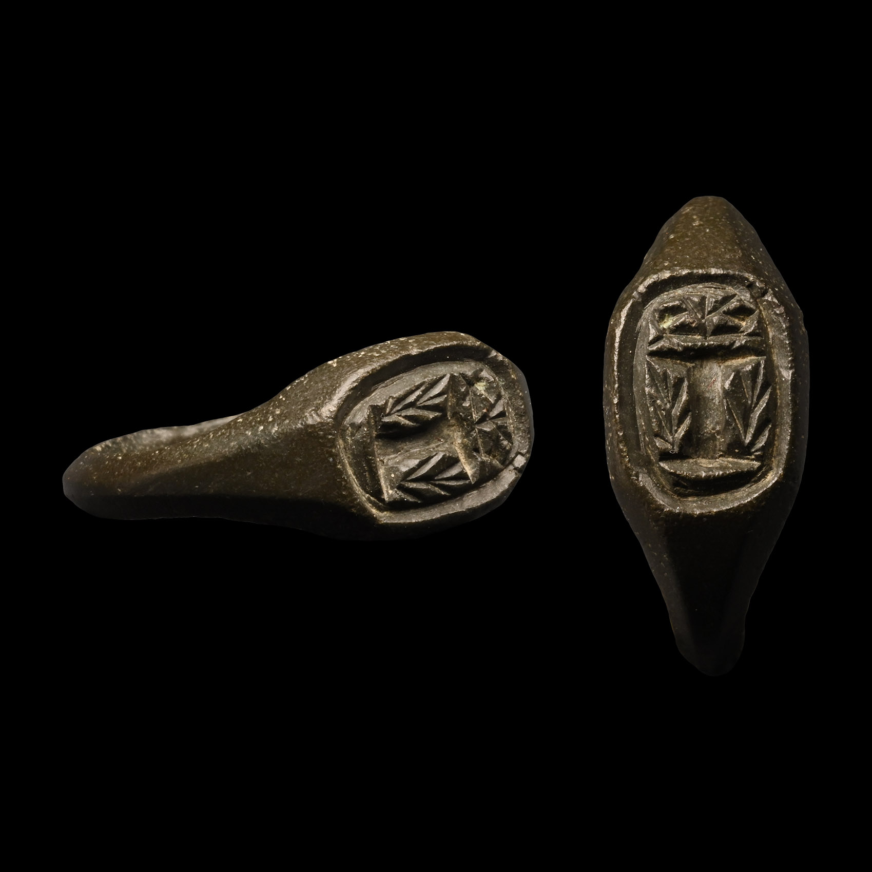 Medieval Bronze Ring with Crowned I