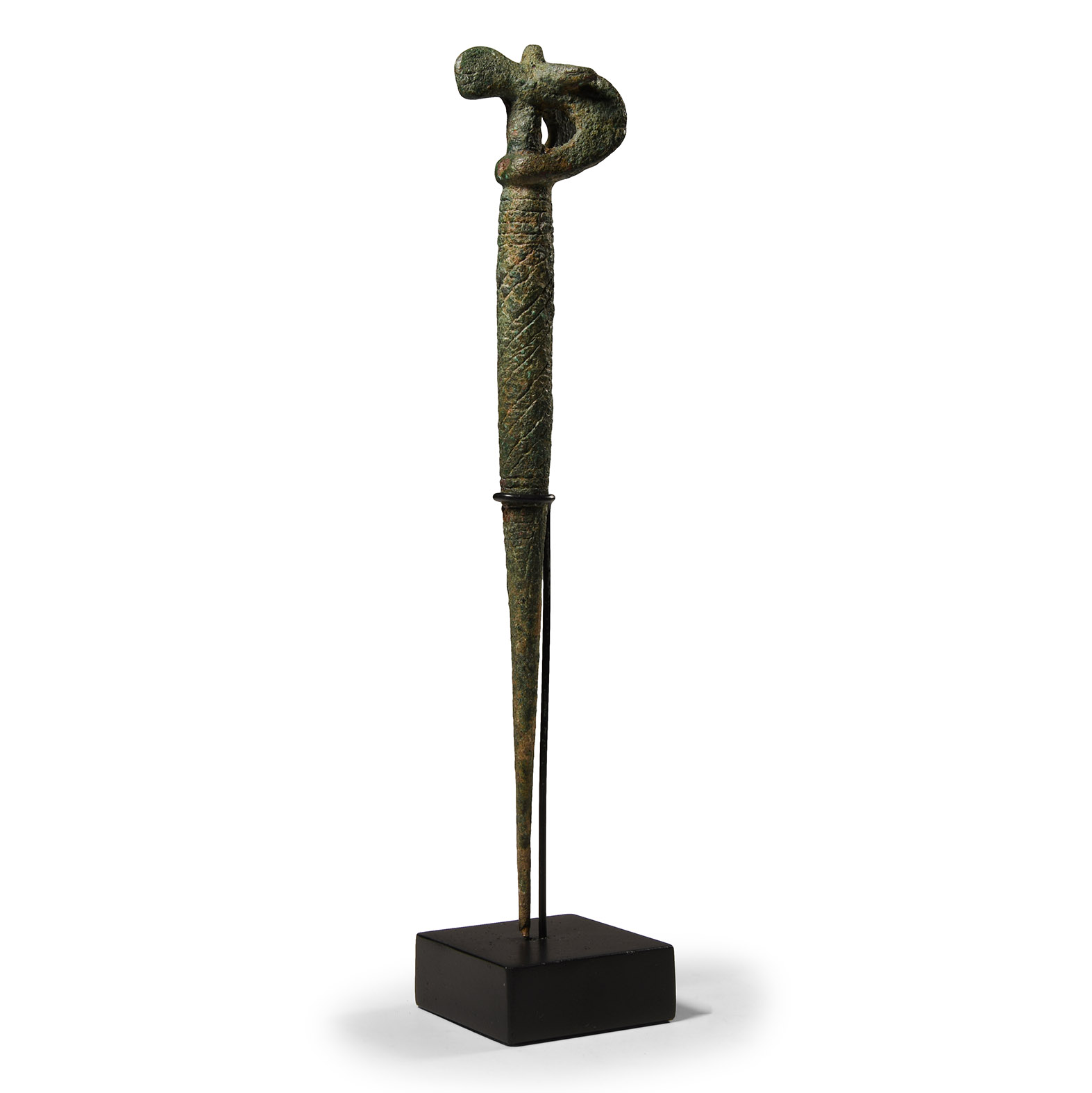 Large Western Asiatic Bronze Animal-Headed Cloak Pin
