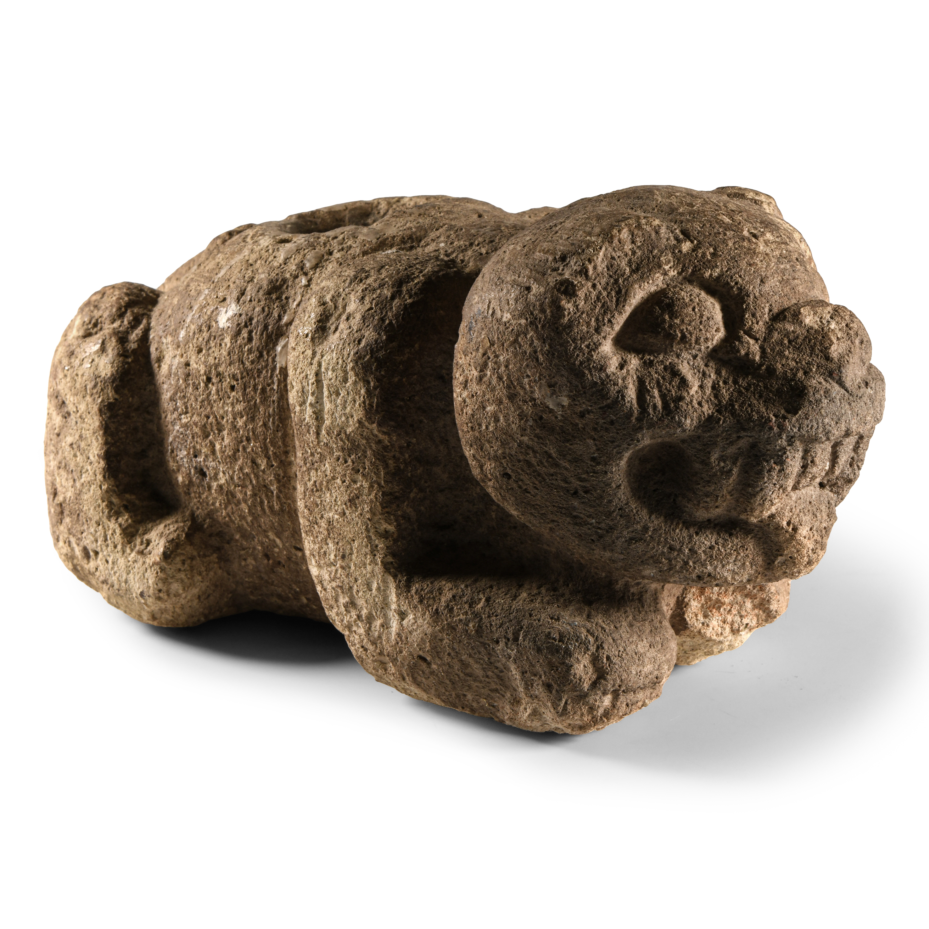Pre-Columbian Mayan Carved Stone Panther Statue