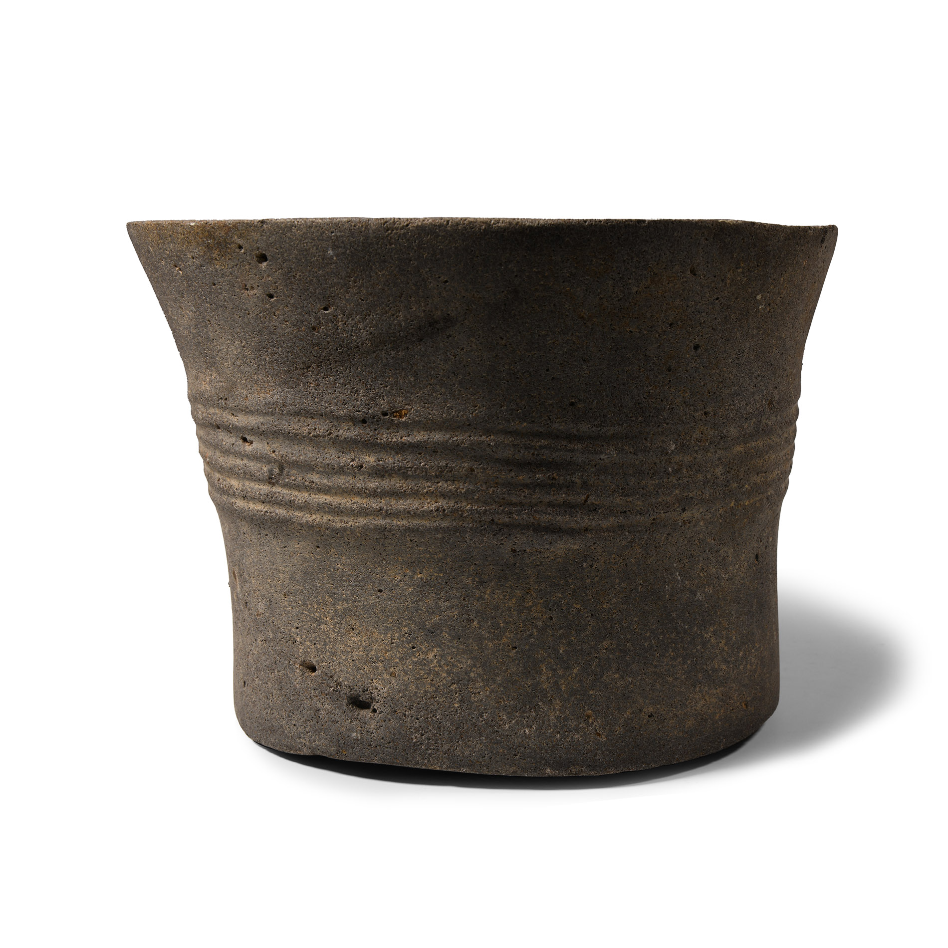 Western Asiatic Basalt Mortar with Linear Decoration