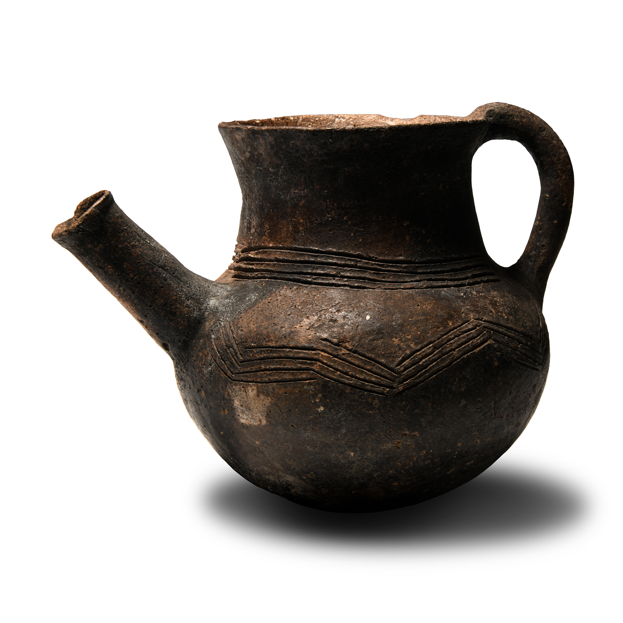 Cypriot Red Burnished Ware Round Bottomed Pouring Vessel