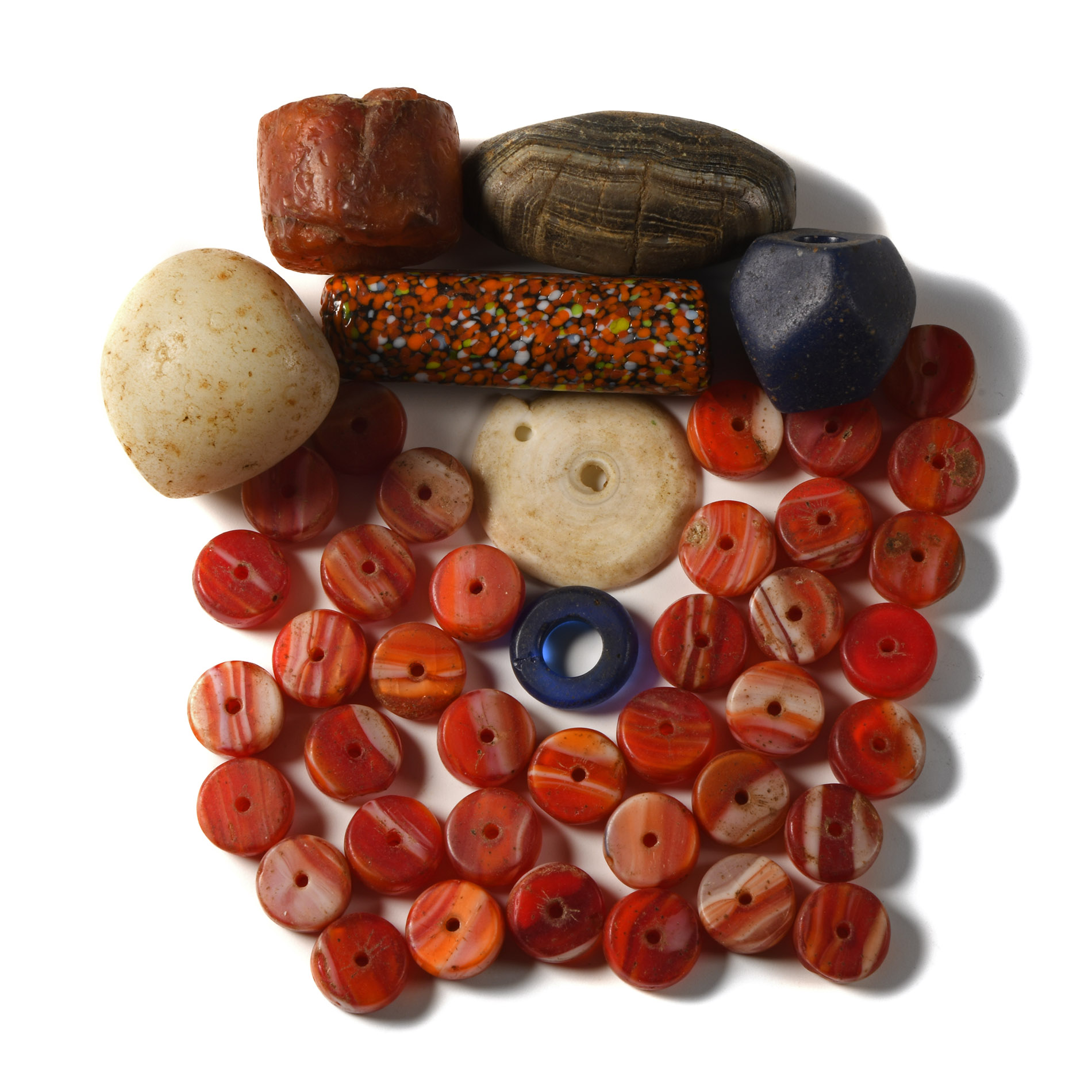 Mixed Glass and Stone Bead Group