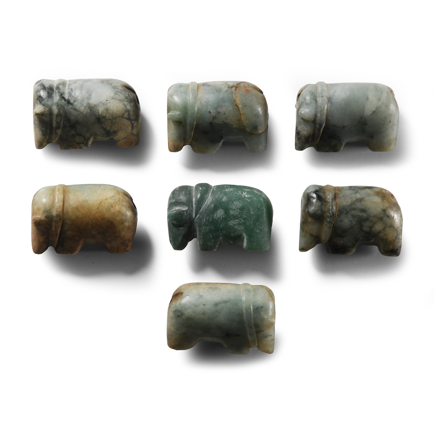 Burmese Green Stone Elephant Bead Collection