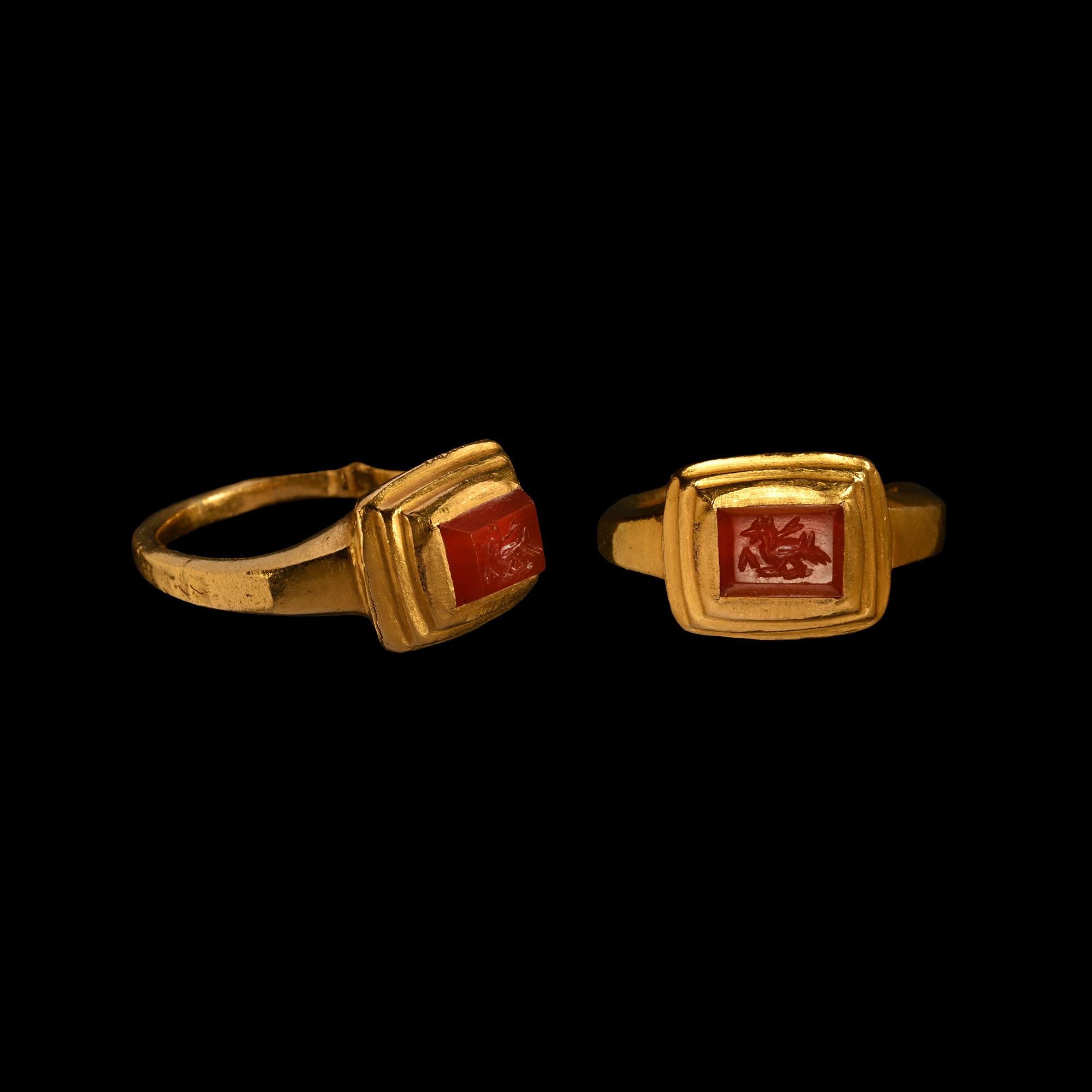 Gold Ring with Sassanian Dragon Gemstone