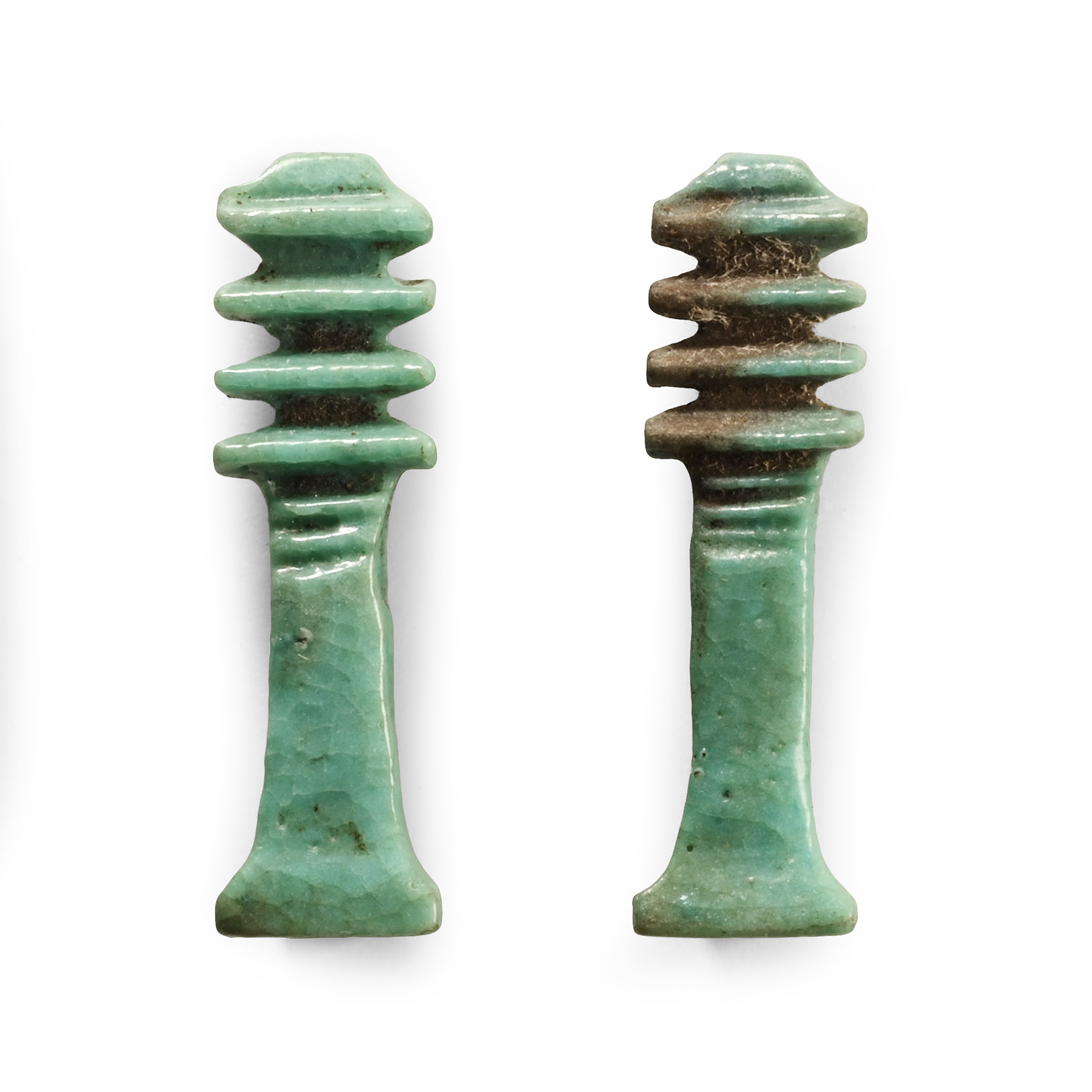 Egyptian Faience Djed Pillar Amulet Group