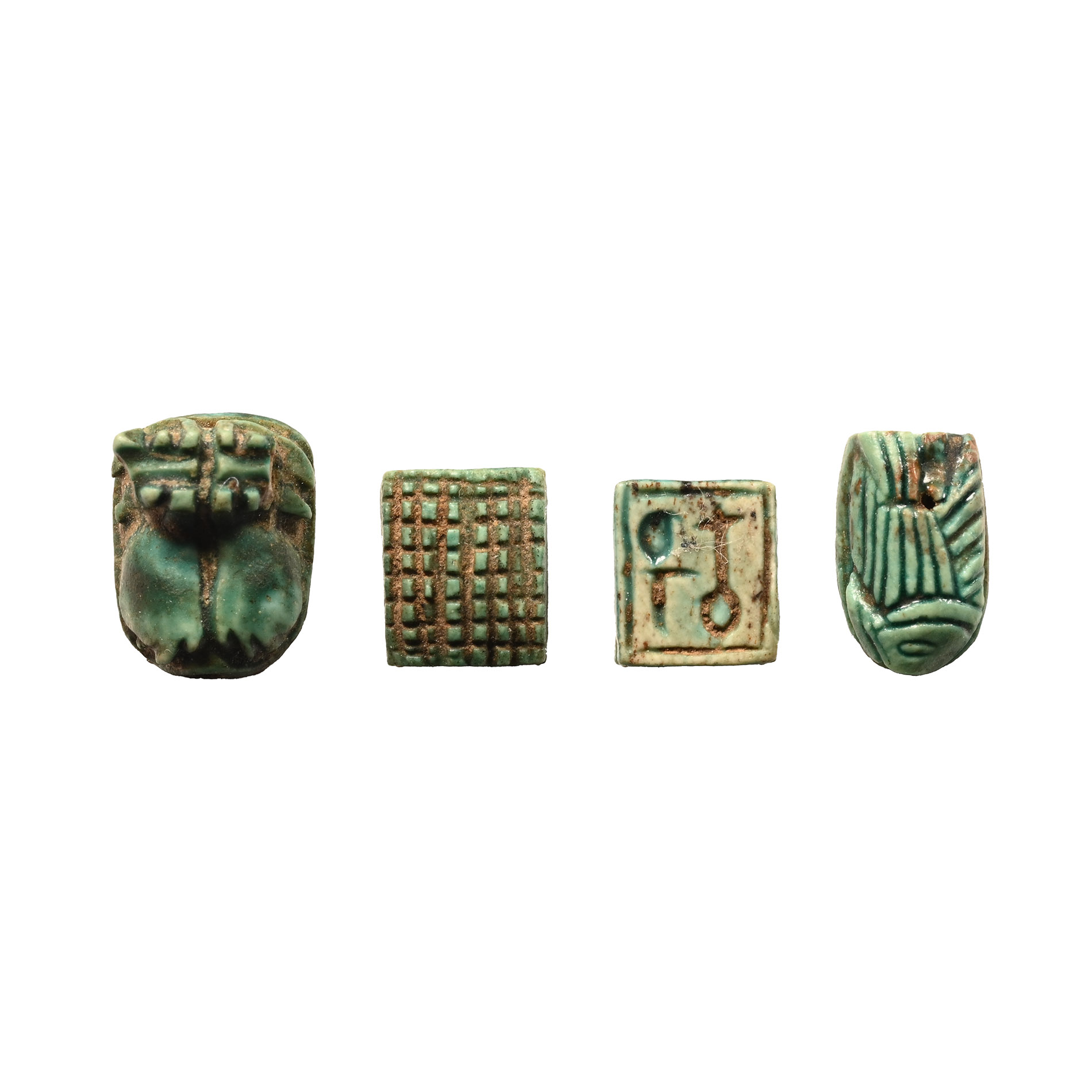 Egyptian 'Maspero' Faience Bead Group with Hieroglyphs