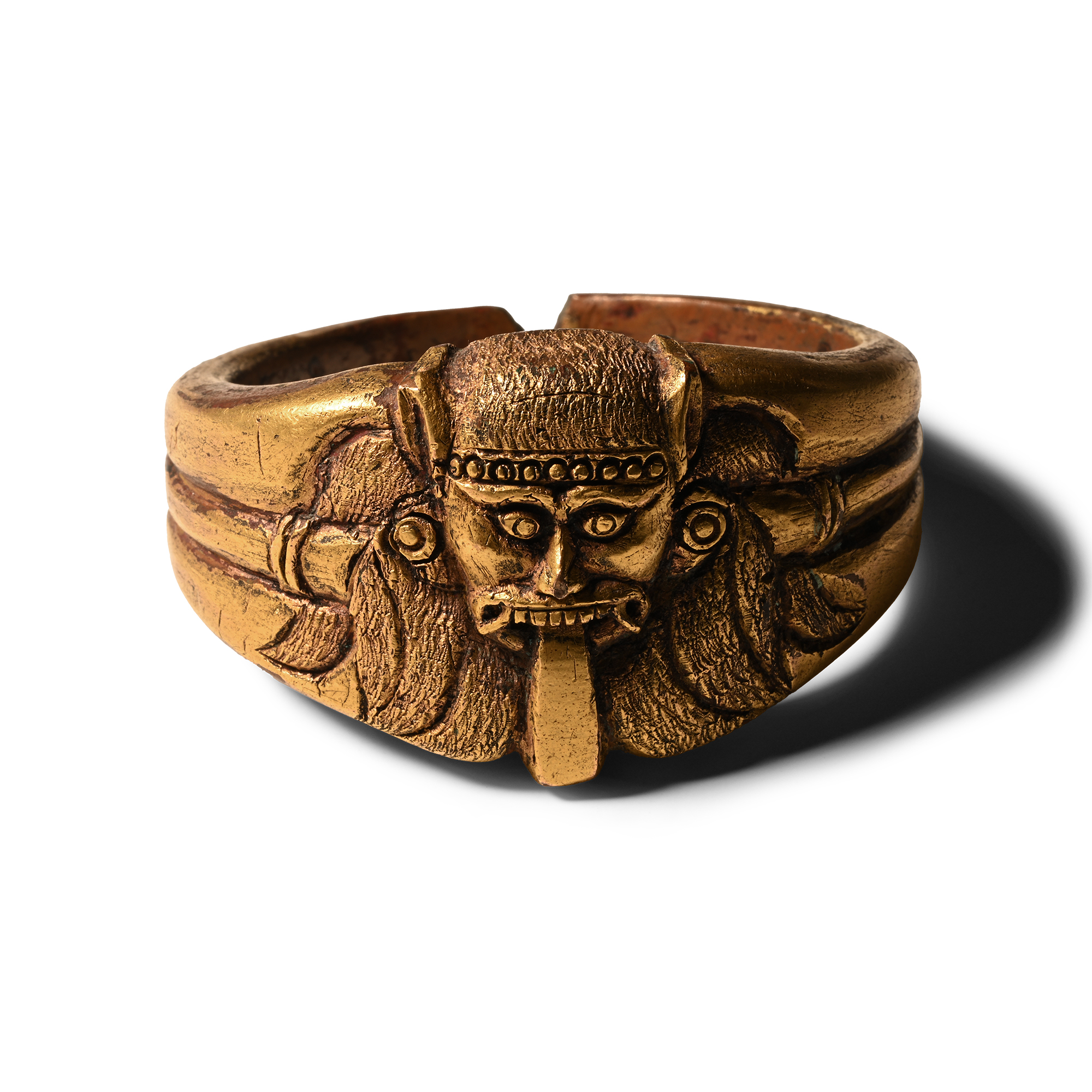 Tibetan Gilt Bronze Bracelet with Demon