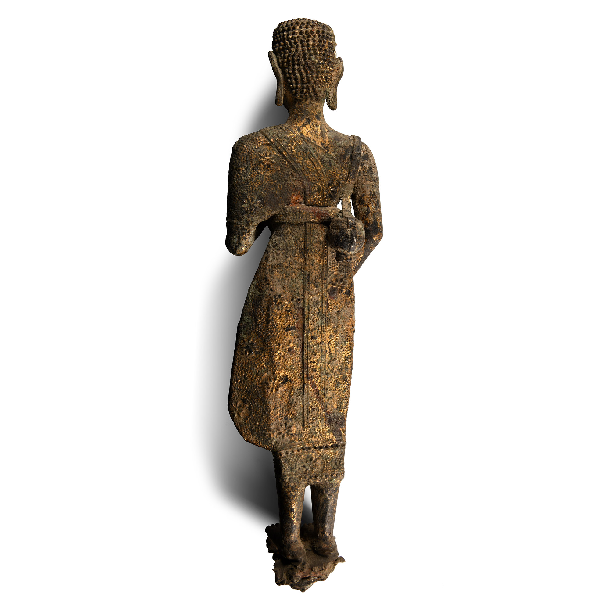 Thai Gilt Bronze Standing Buddha Statue