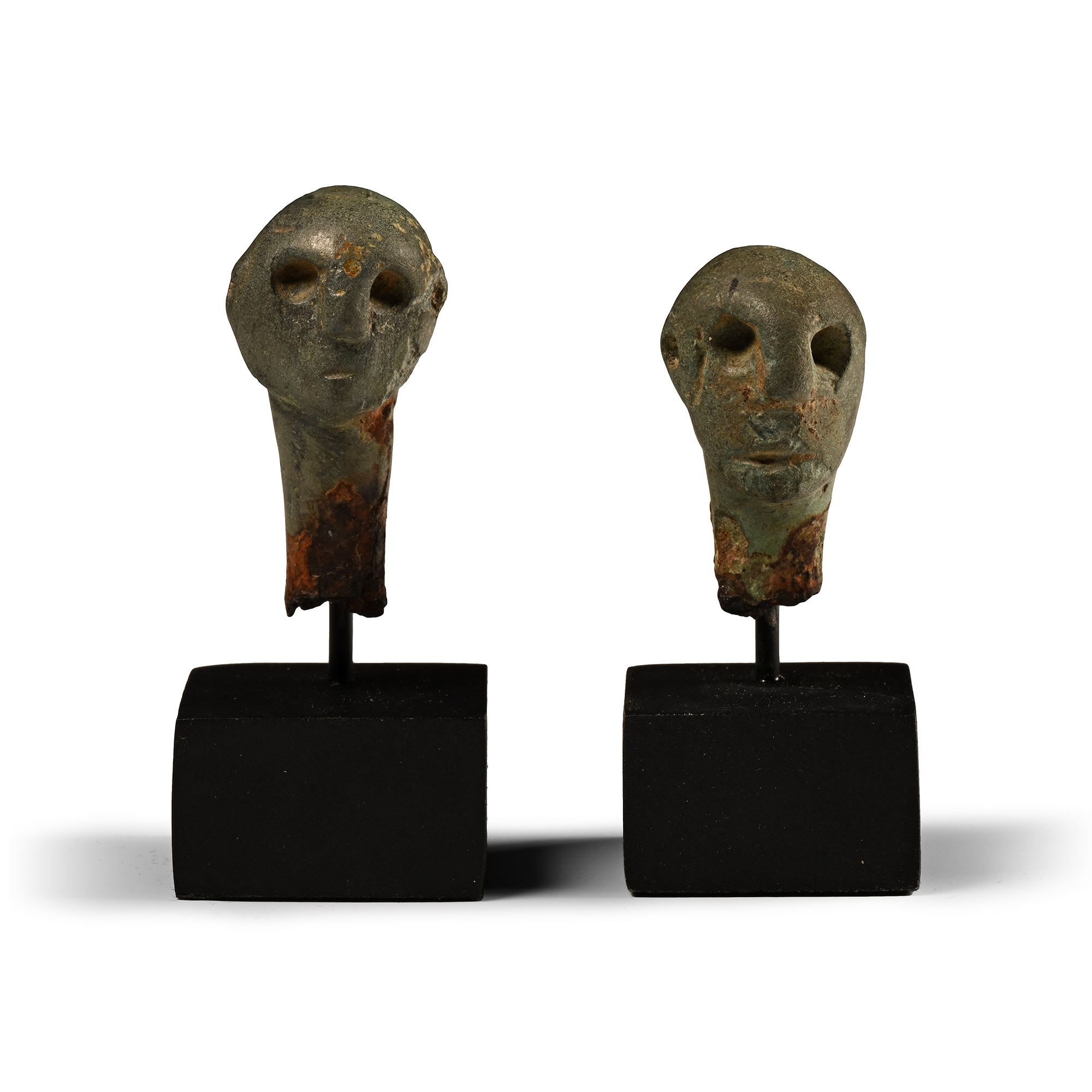 Iron Age Bronze Chariot Lynch Pin Finial Pair