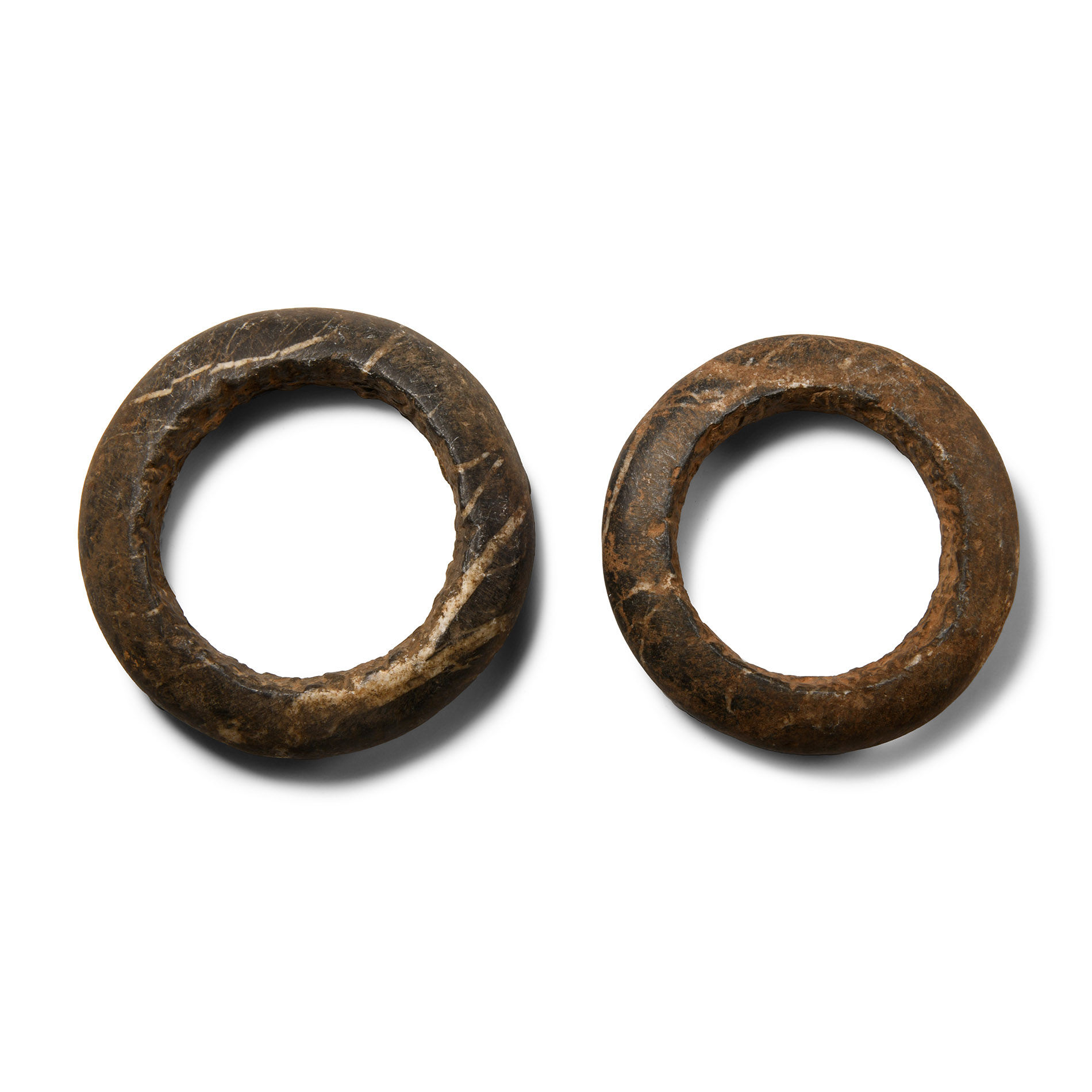 West African Veined Hombori Stone Elbow War Bracelet Pair