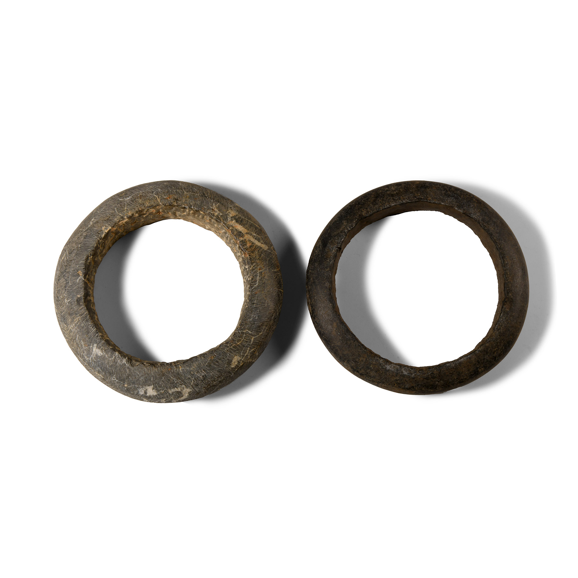 West African Veined Hombori Stone Elbow War Bracelet Pair
