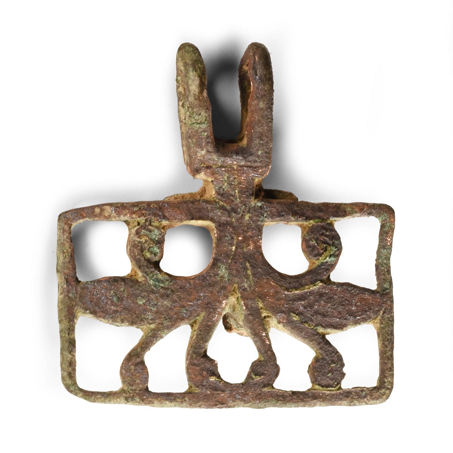 Medieval Gilt Bronze Knight's Horse Harness Pendant