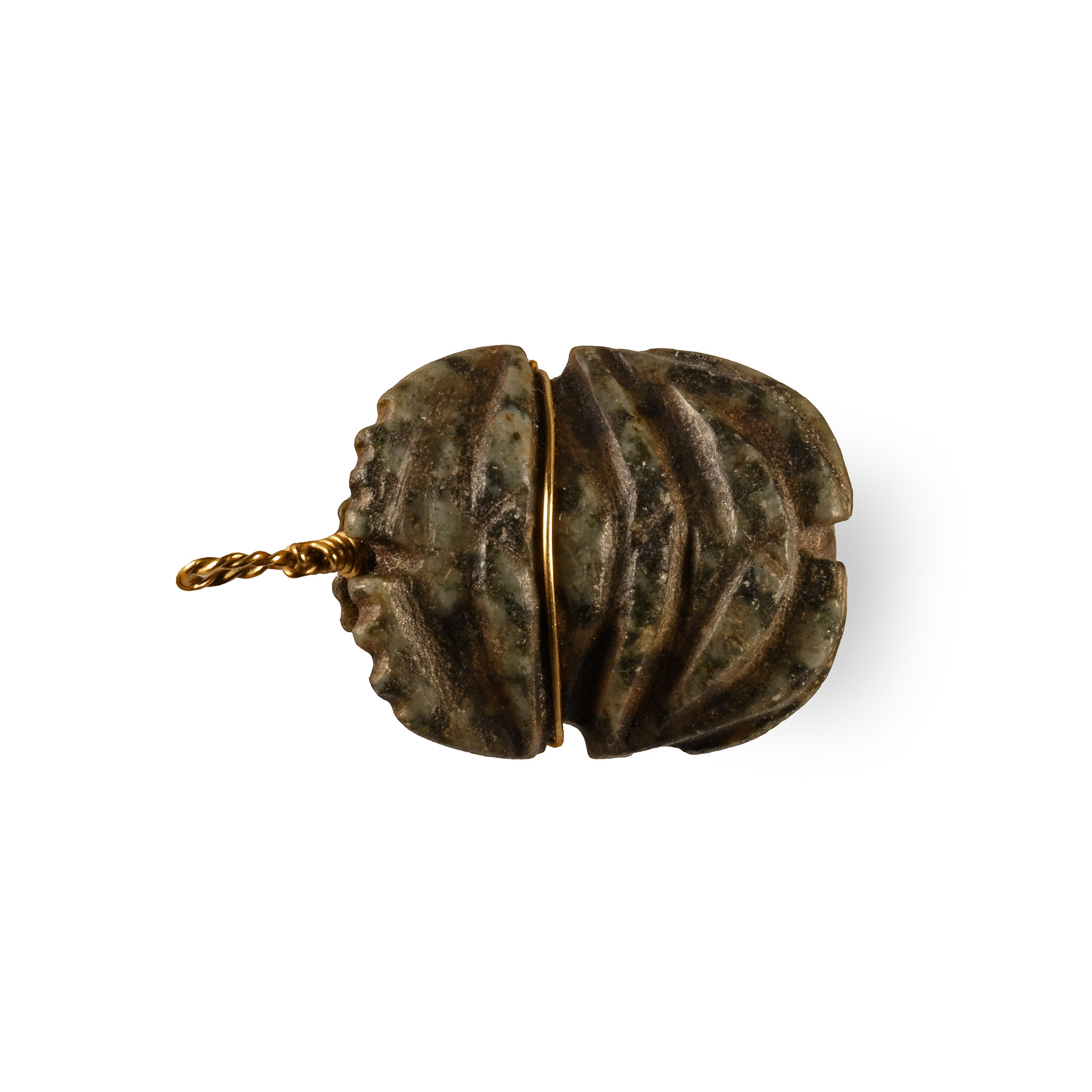 Egyptian Hardstone Heart Scarab in Gold Mount