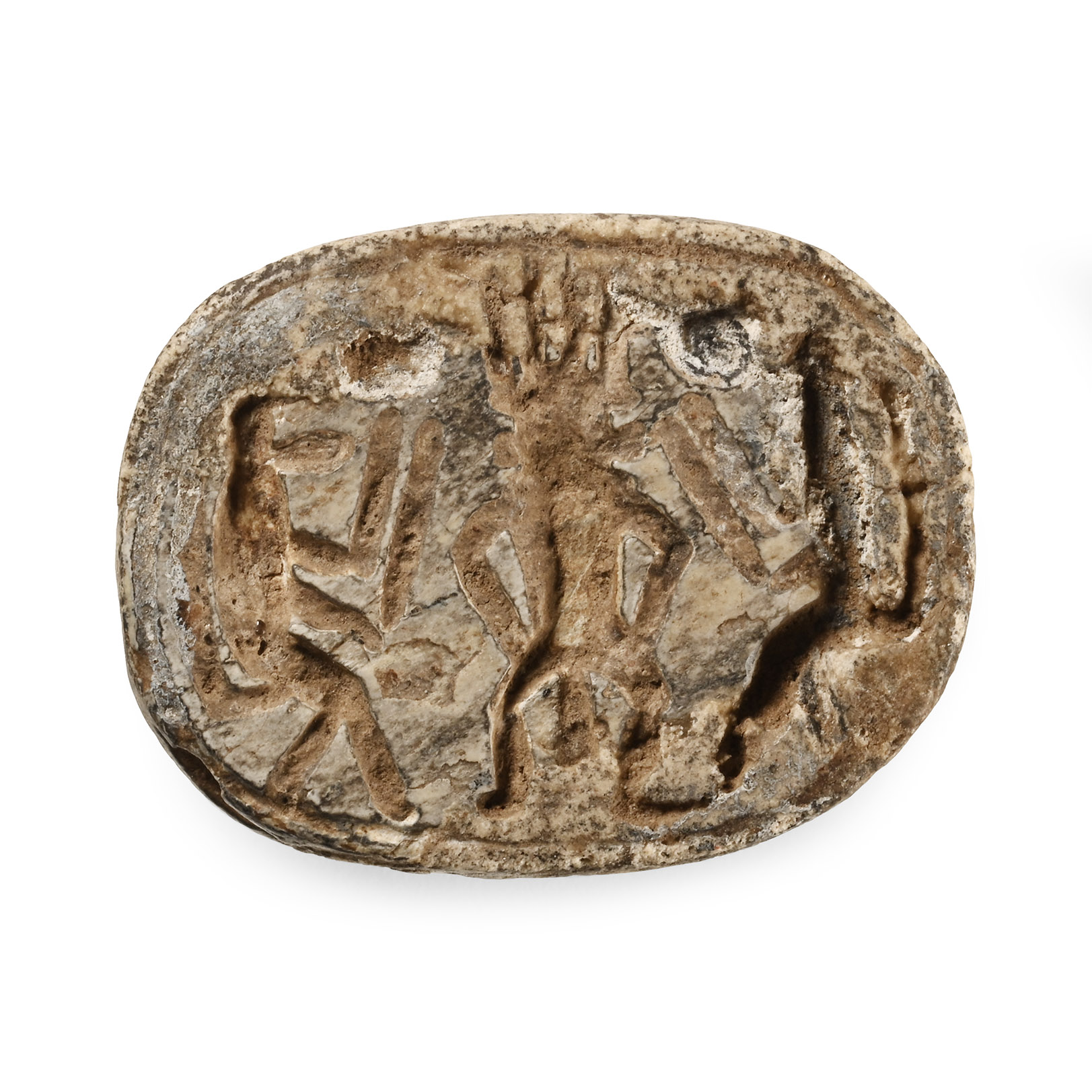 Egyptian Hardstone Scarab with Bes