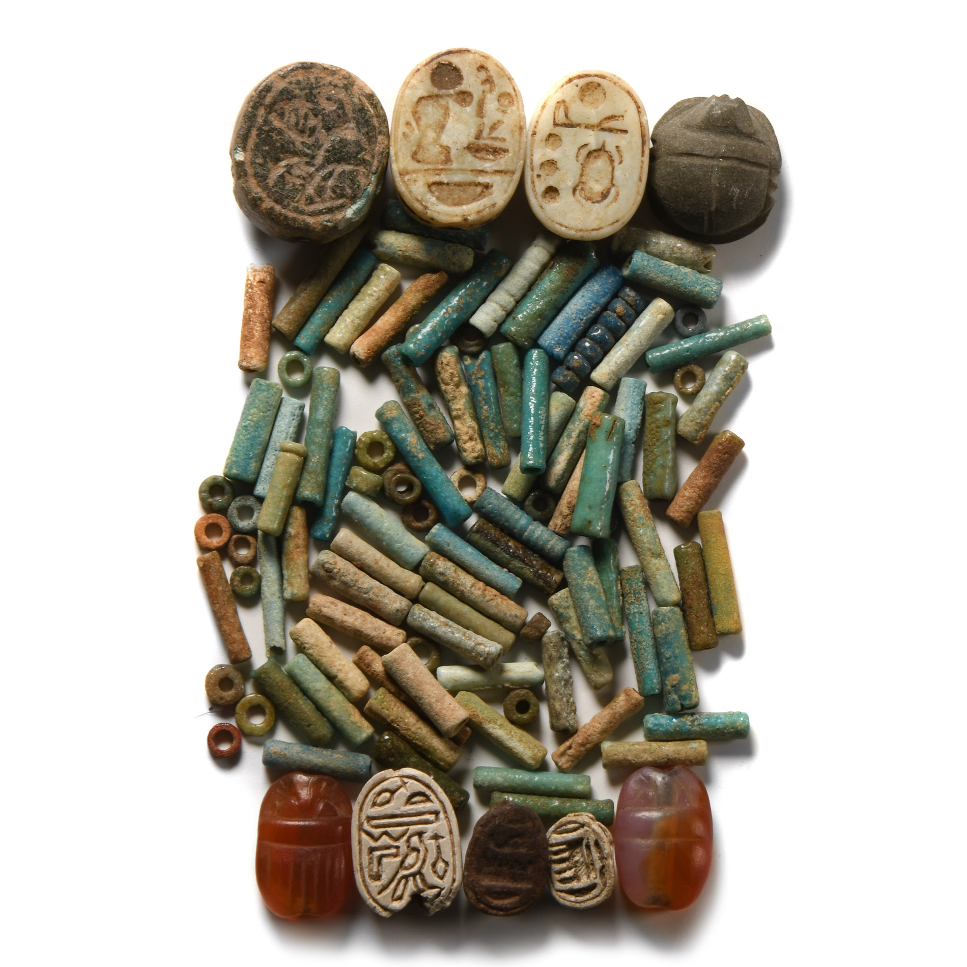 Egyptian Faience Bead and Scarab Collection