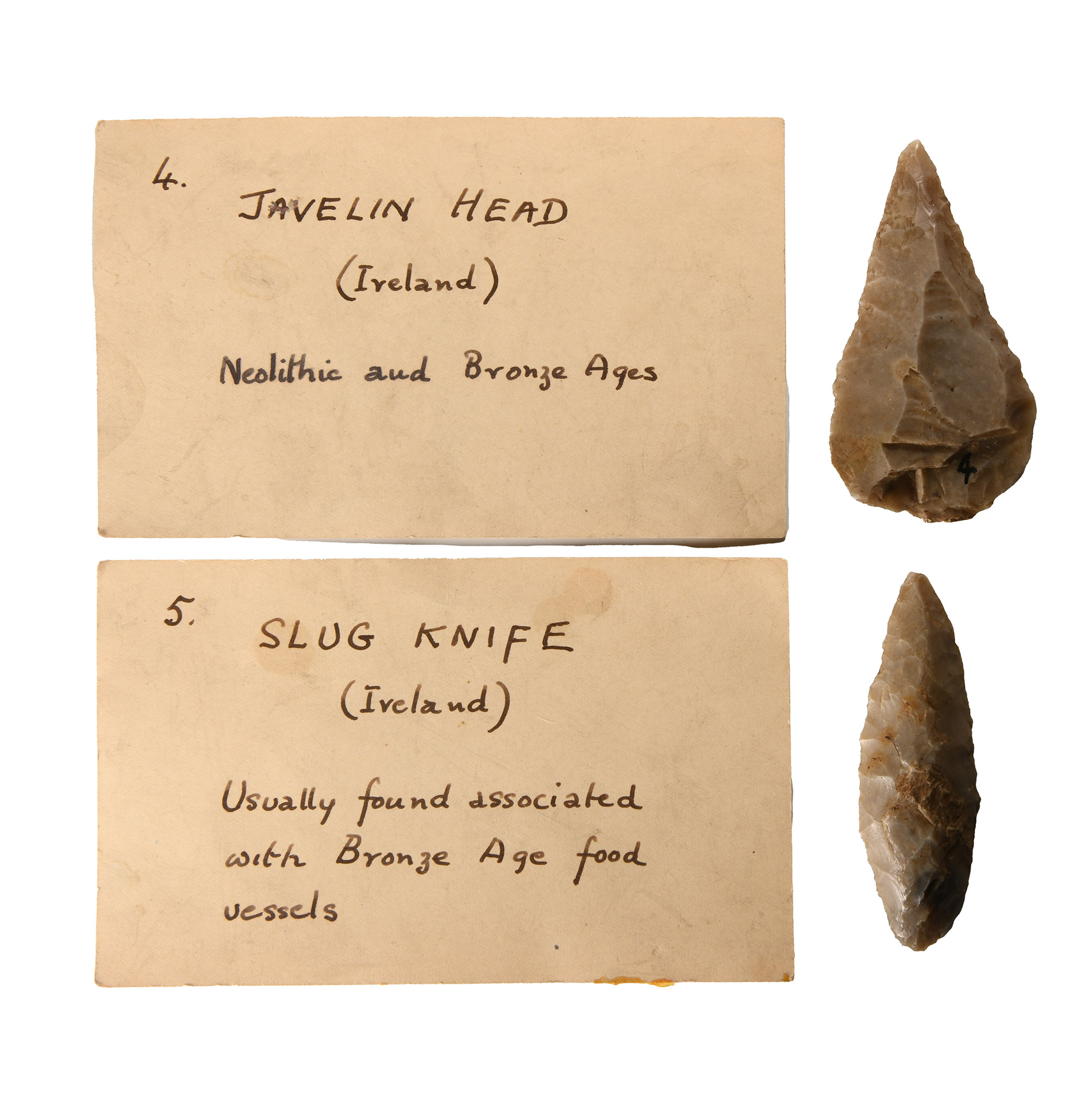 'The General Sir George Cockburn' Stone Age Flint Slug Knife and Javelin Head