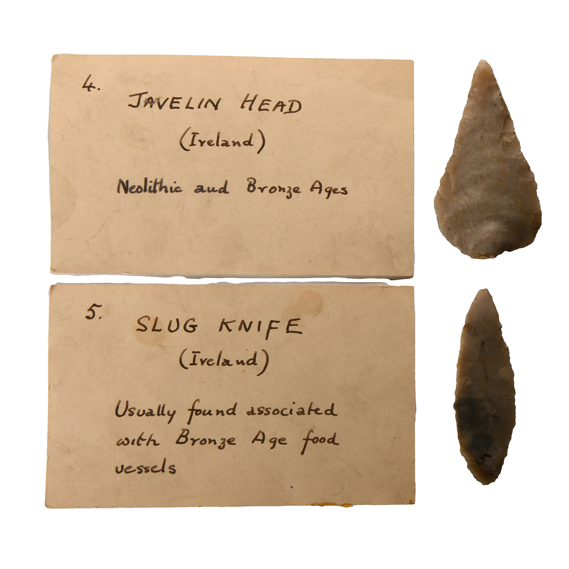 'The General Sir George Cockburn' Stone Age Flint Slug Knife and Javelin Head