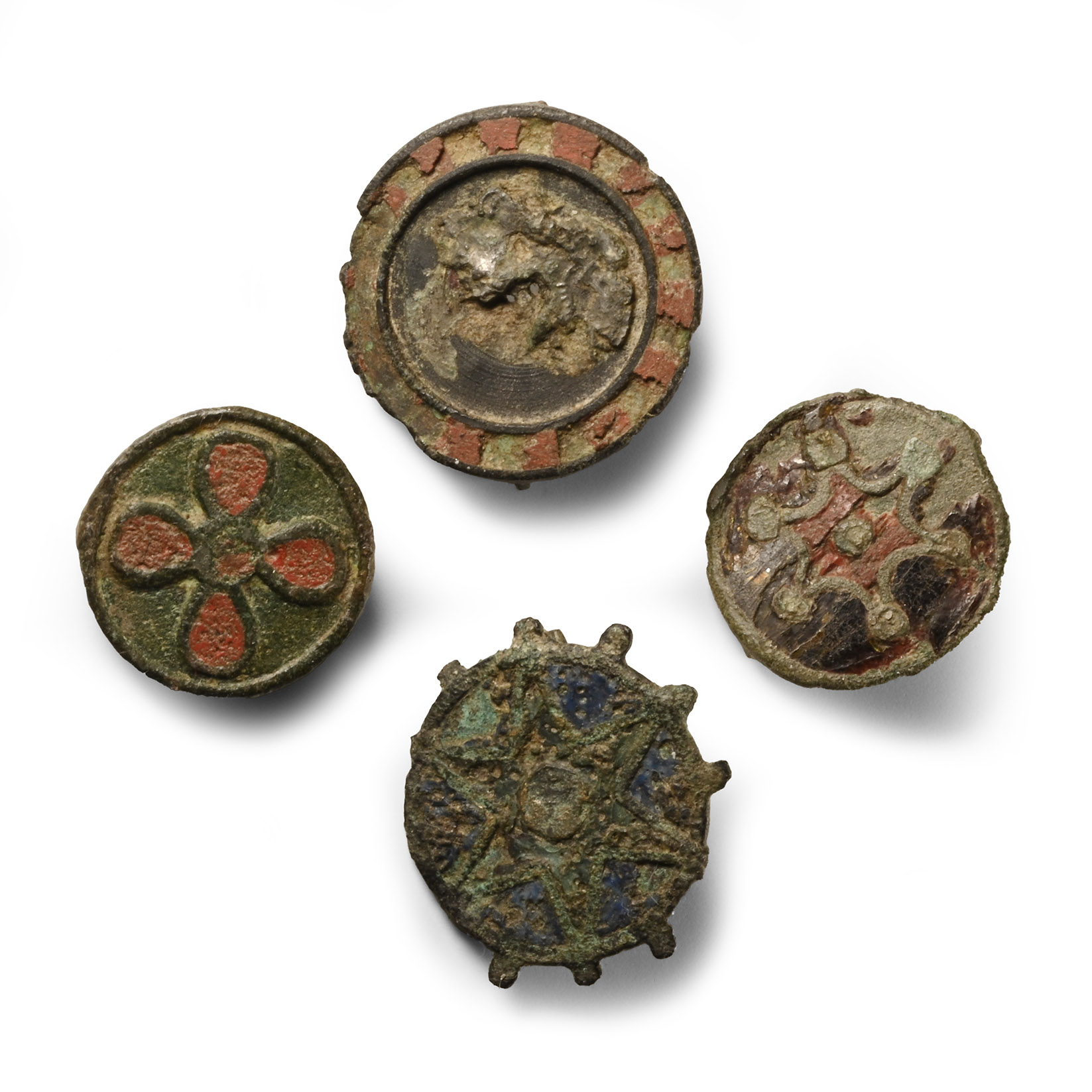 Roman Enamelled Bronze Disc Brooch Group