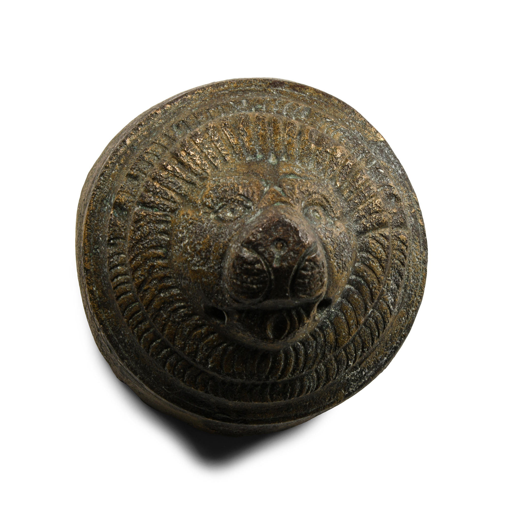 Roman Bronze Lion's Head Casket Mount