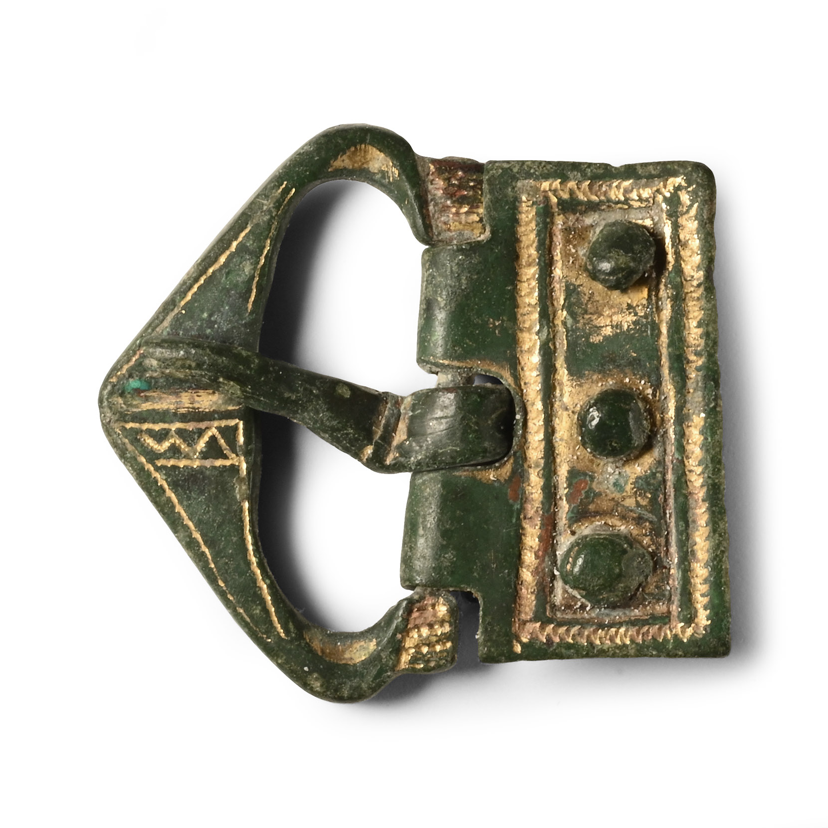 Medieval Gilt Bronze Buckle with Plate