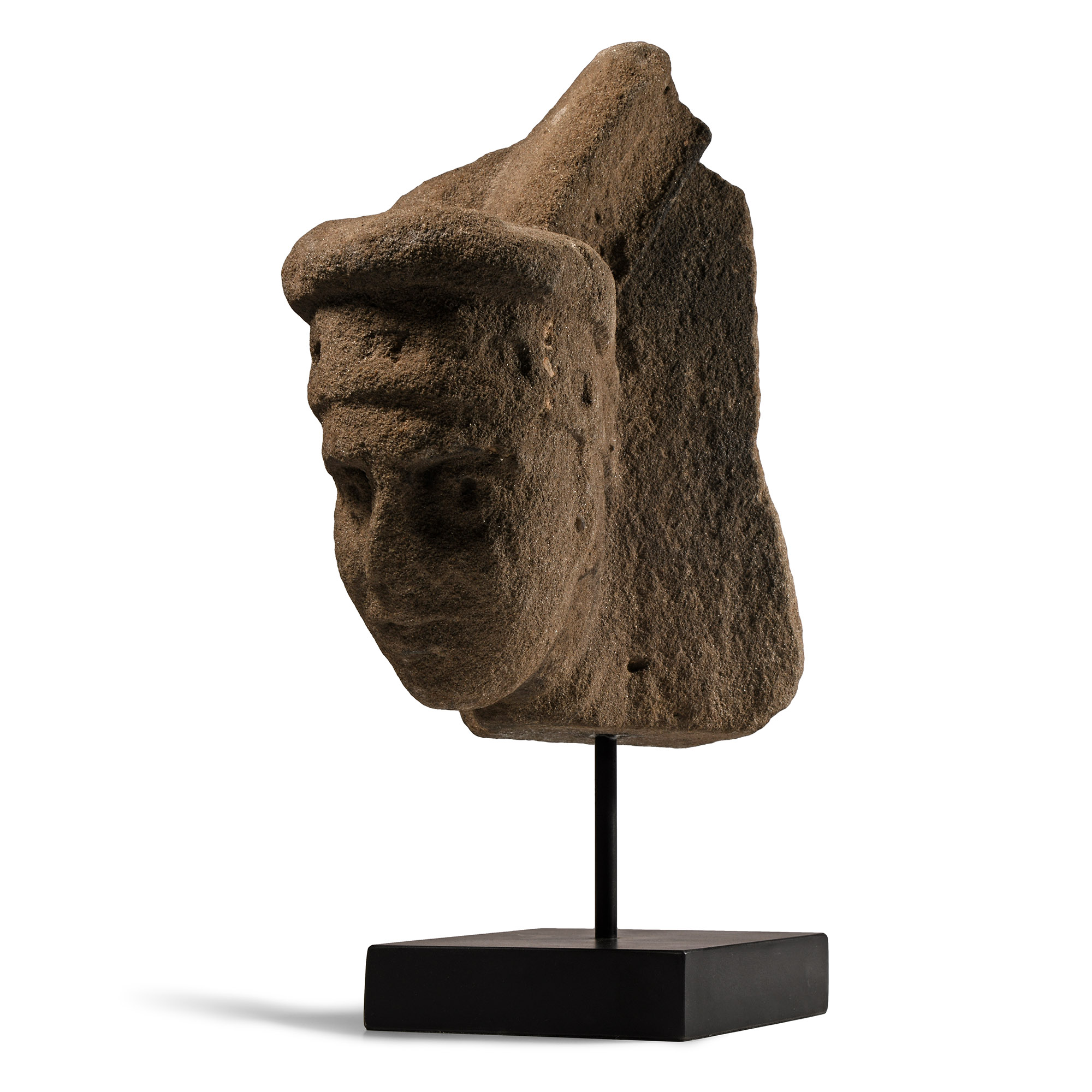 Medieval Carved Stone Head of a Cleric
