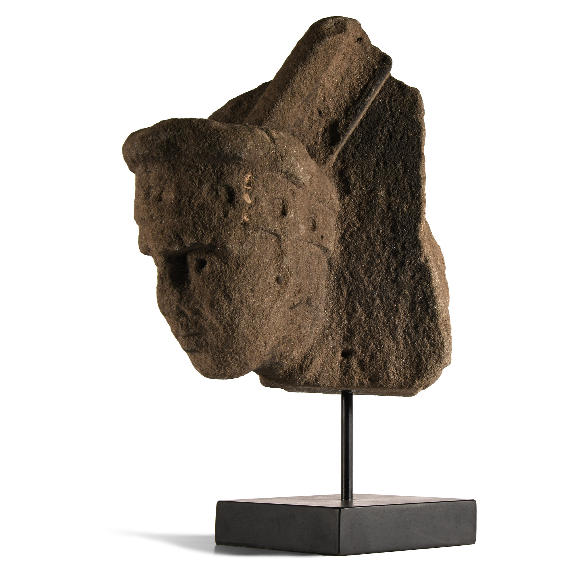 Medieval Carved Stone Head of a Cleric