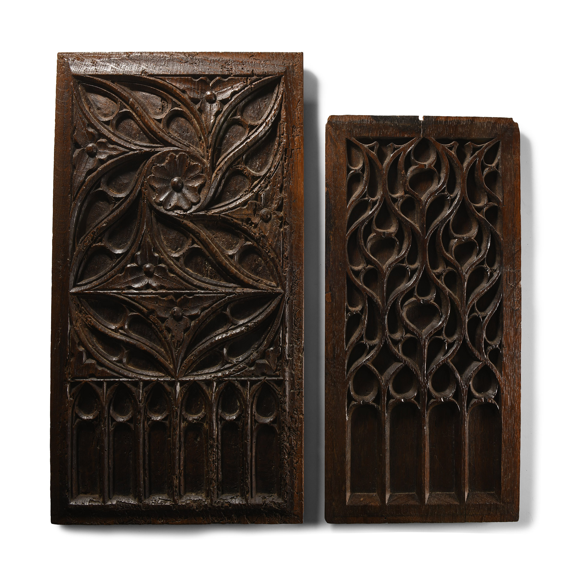 English Carved Oak Panel Group