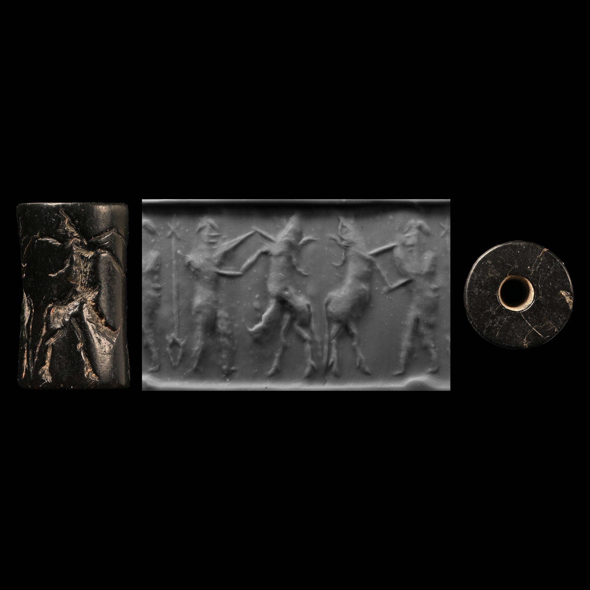 Akkadian Cylinder Seal with Combat Scene