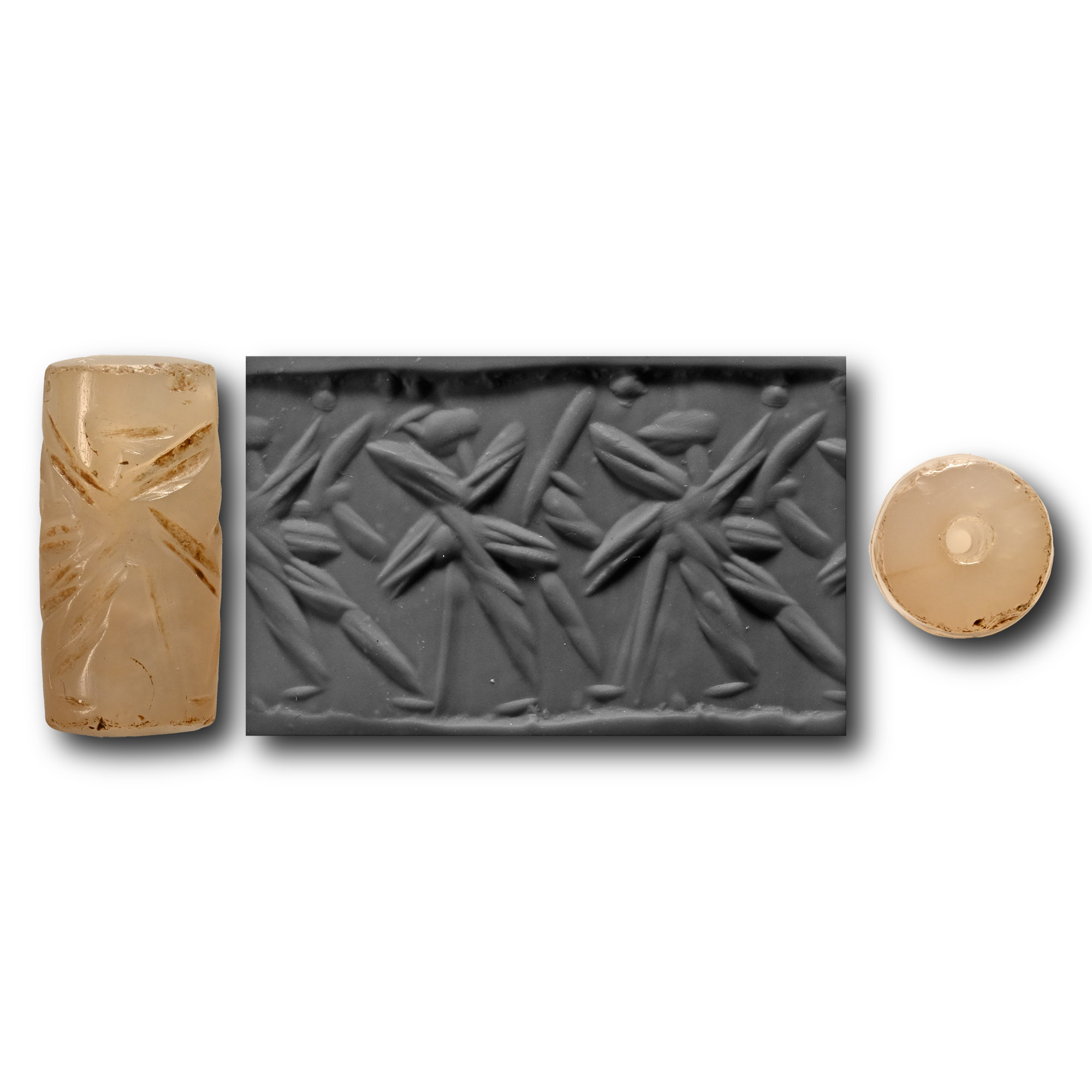 Neo Assyrian Cylinder Seal with Mythical Creatures Walking Left