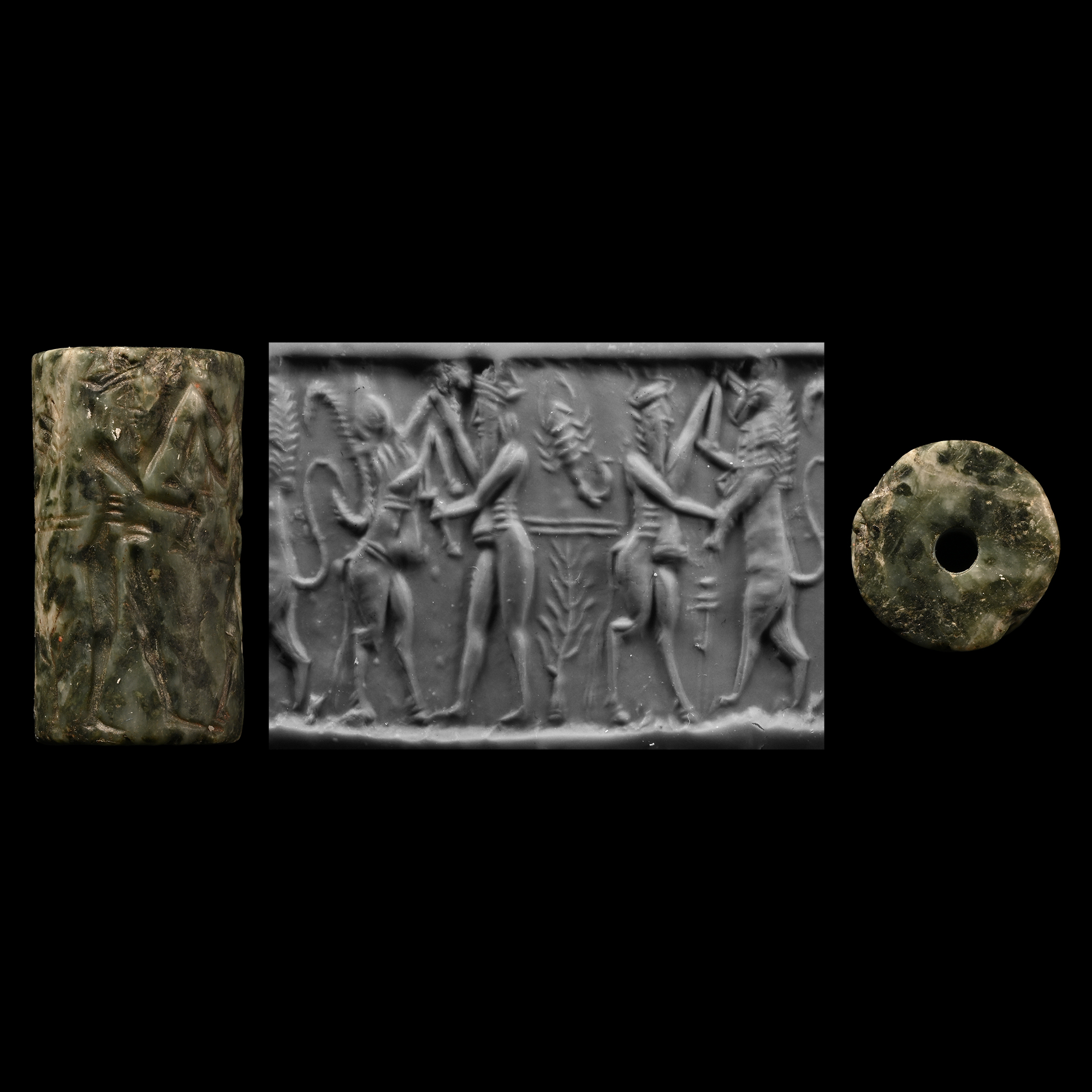 Late Akkadian Cylinder Seal with Gilgamesh Contest Scene