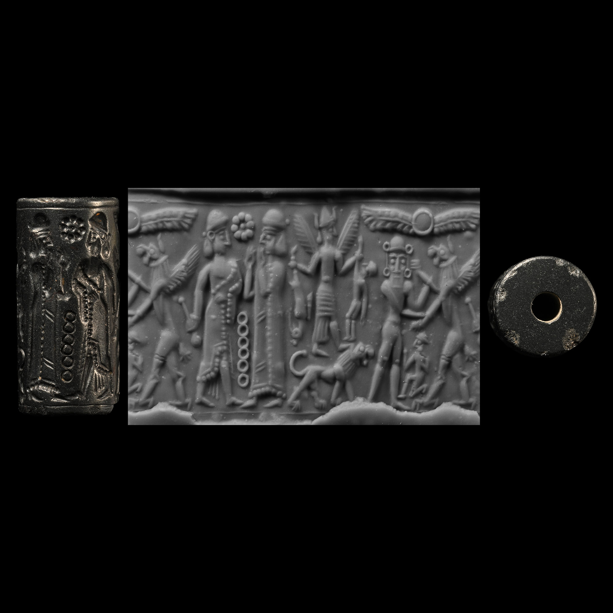 Mitannian Cylinder Seal with Hero Scene