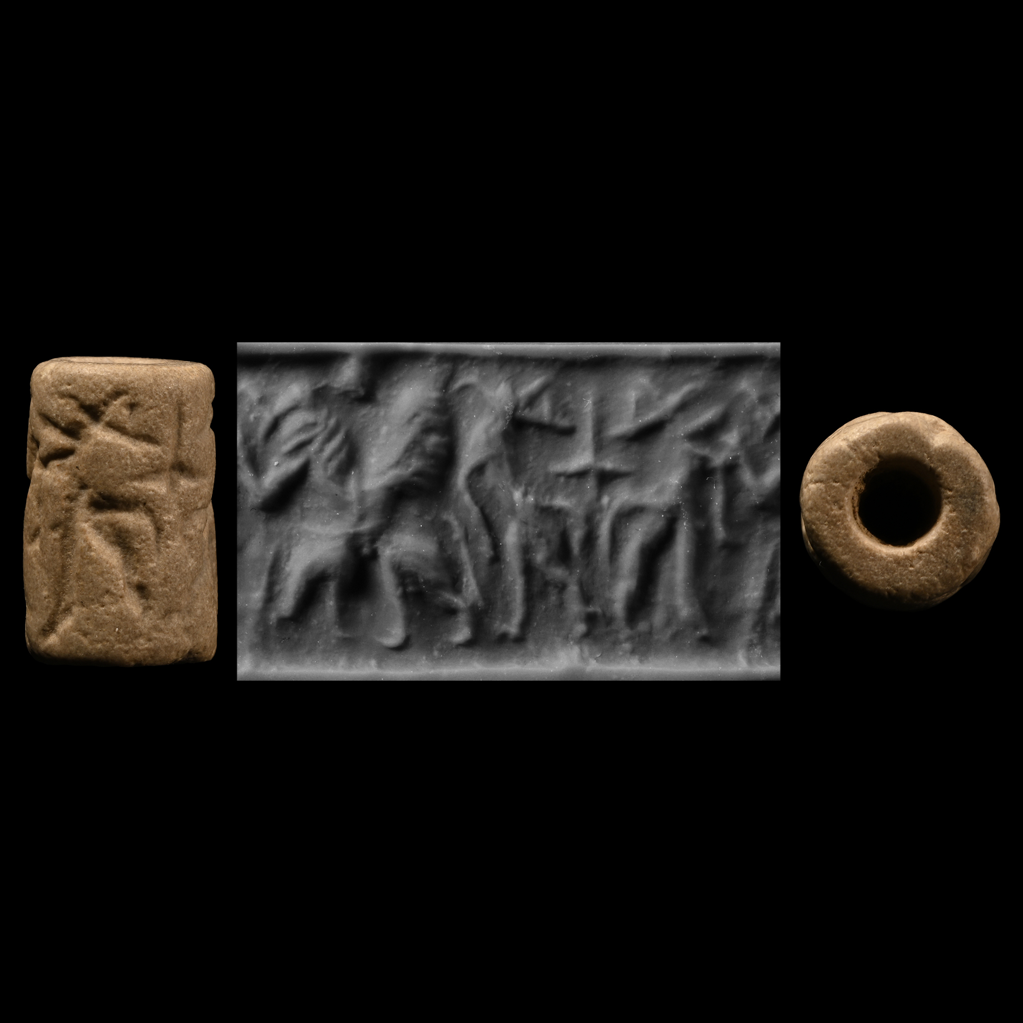 Akkadian Cylinder Seal with Combat Scene