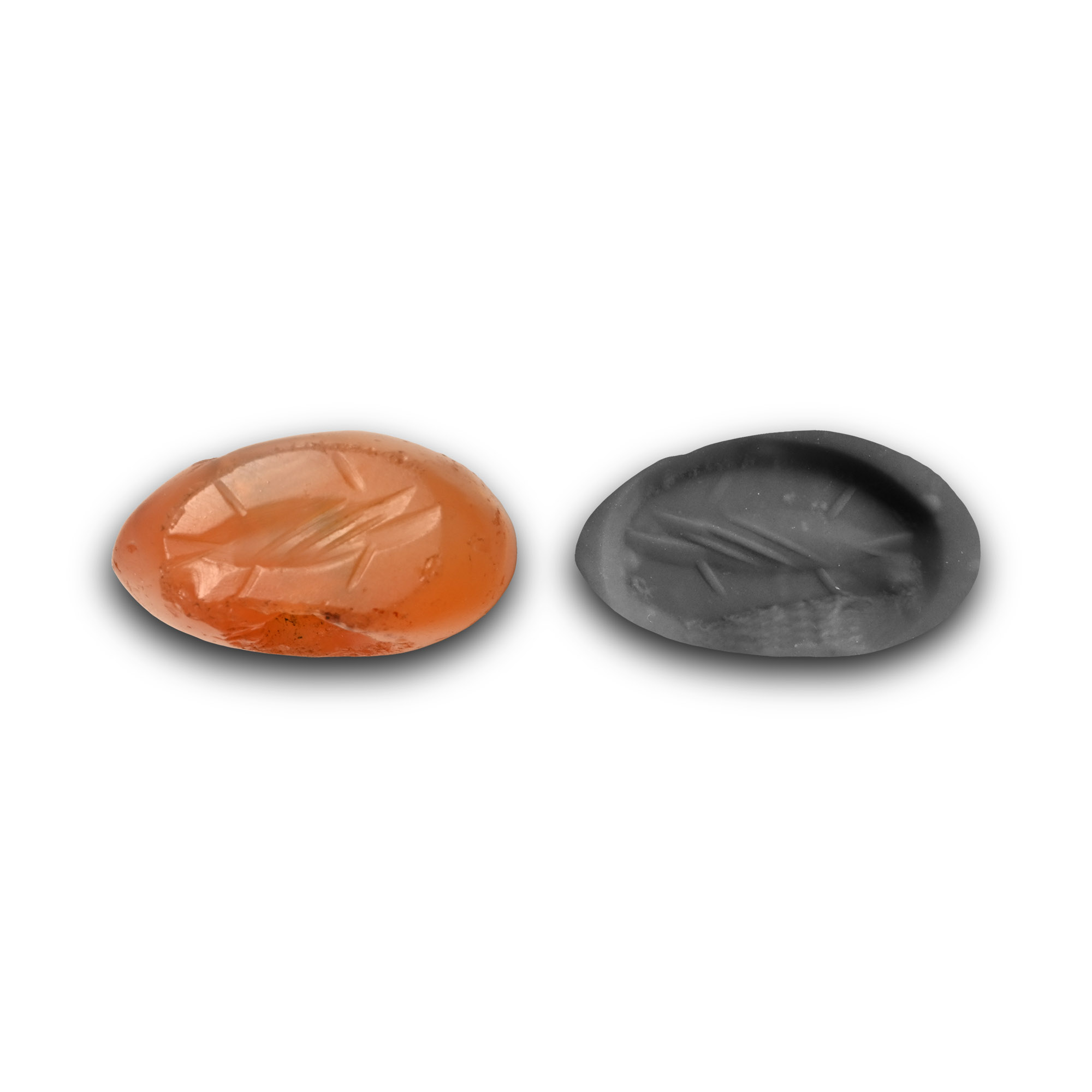 Sassanian Carnelian Stamp Seal with Fish