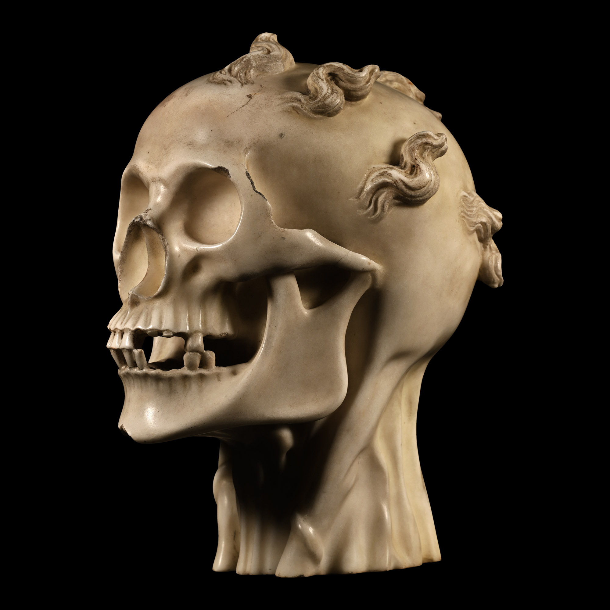Carved Marble Memento Mori Skull