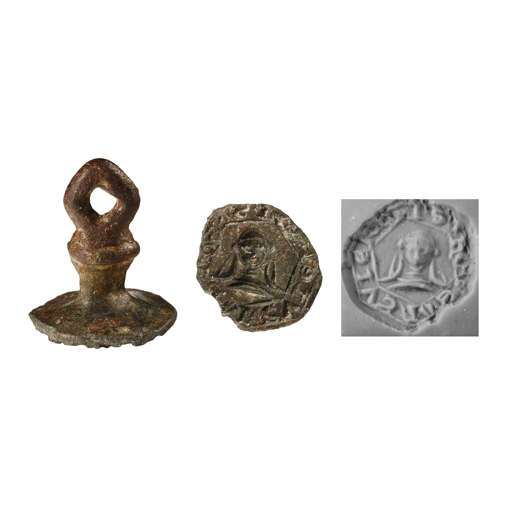 Medieval Bronze Seal Matrix with Veiled Bust