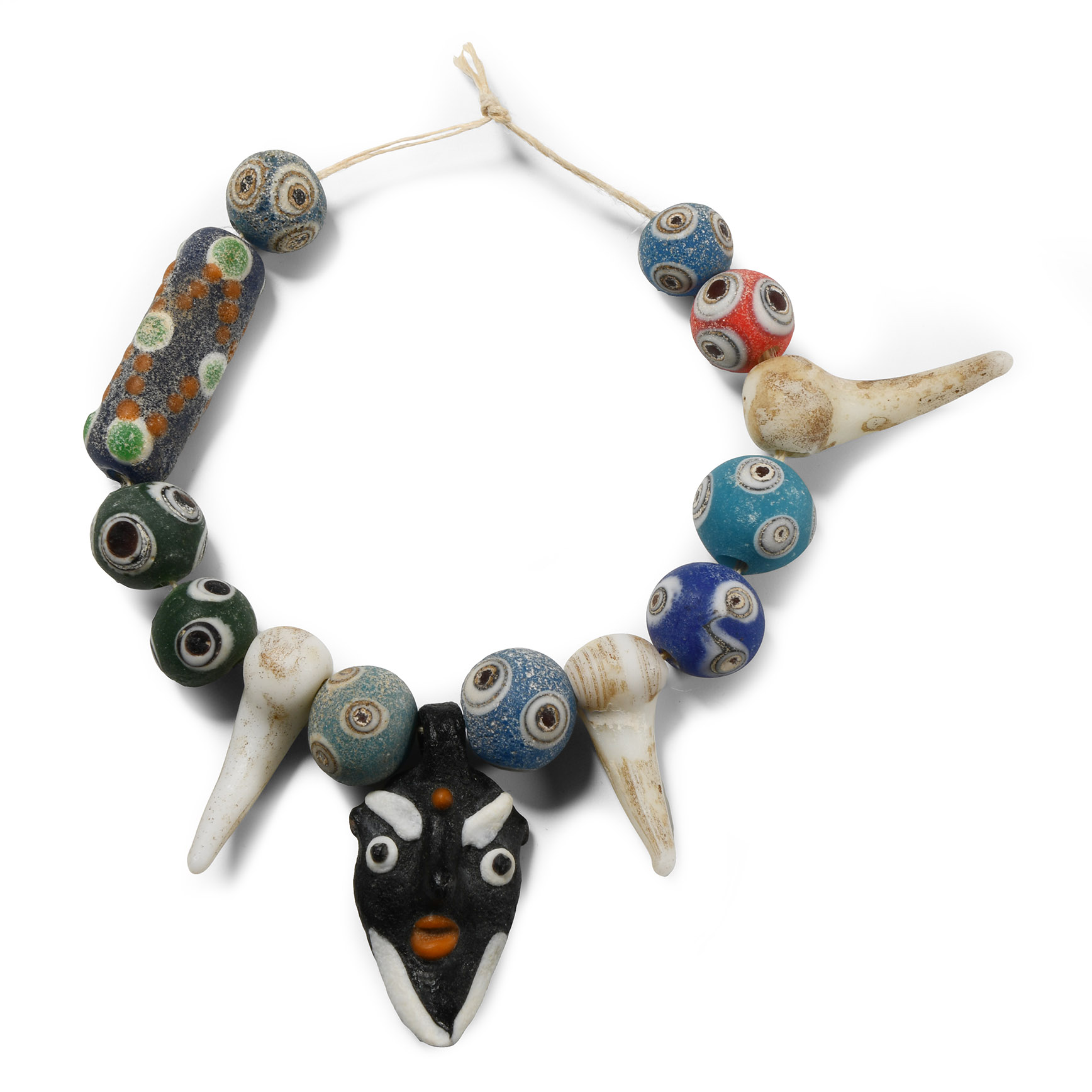 Phoenician Style Glass Bead and Pendant Necklace