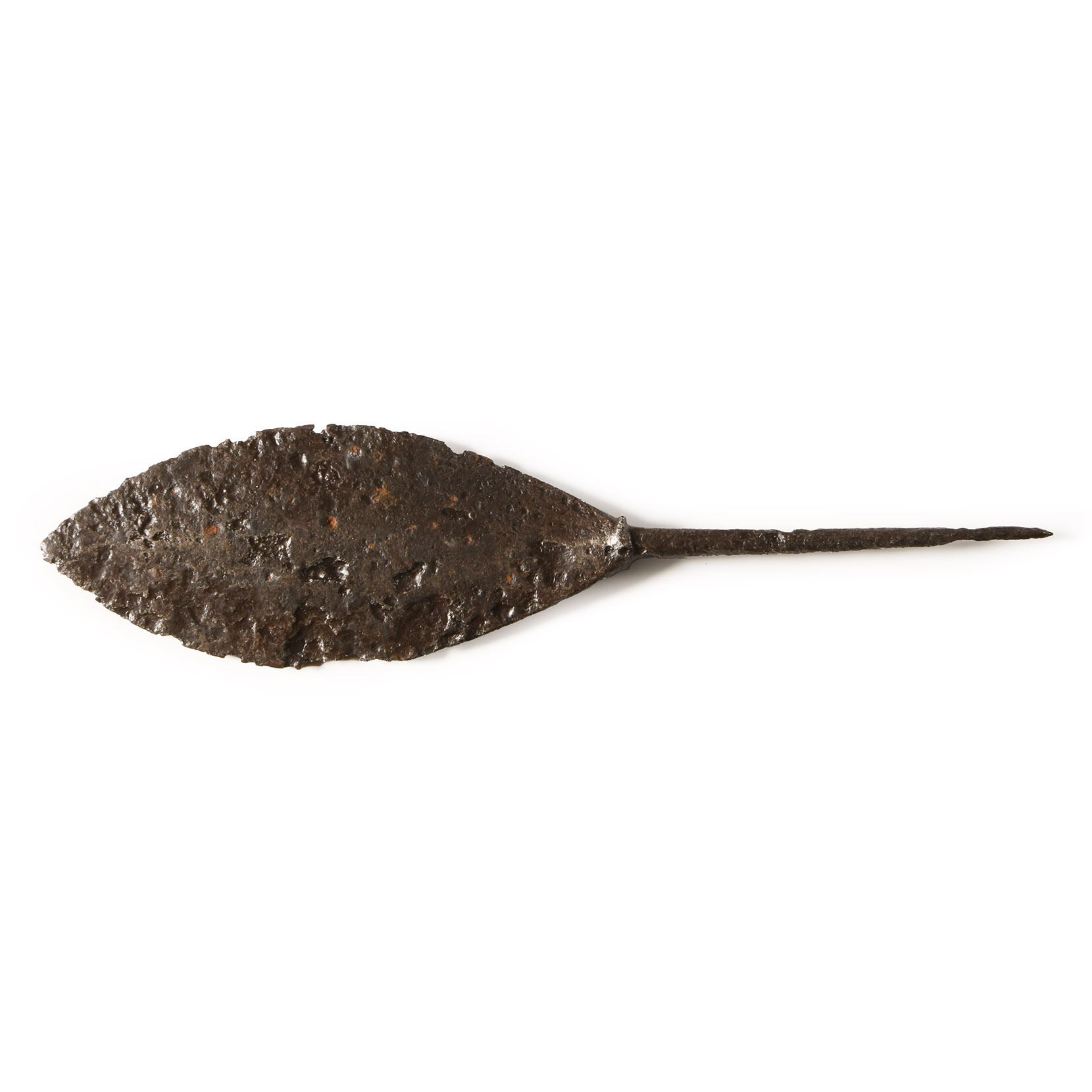 Large Medieval Leaf-Shaped Iron Arrowhead