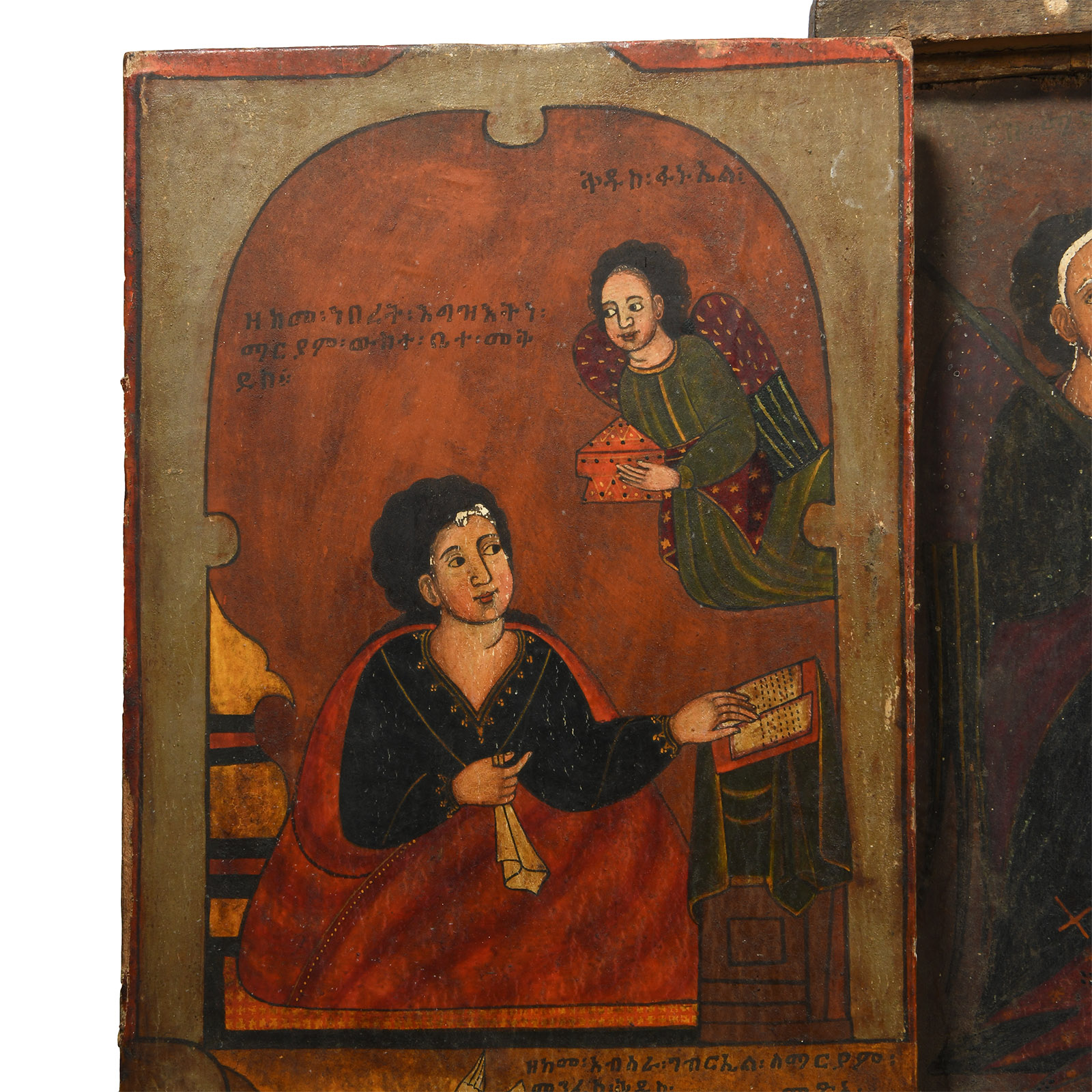 Large Ethiopian Triptych Icon with the Virgin and Child
