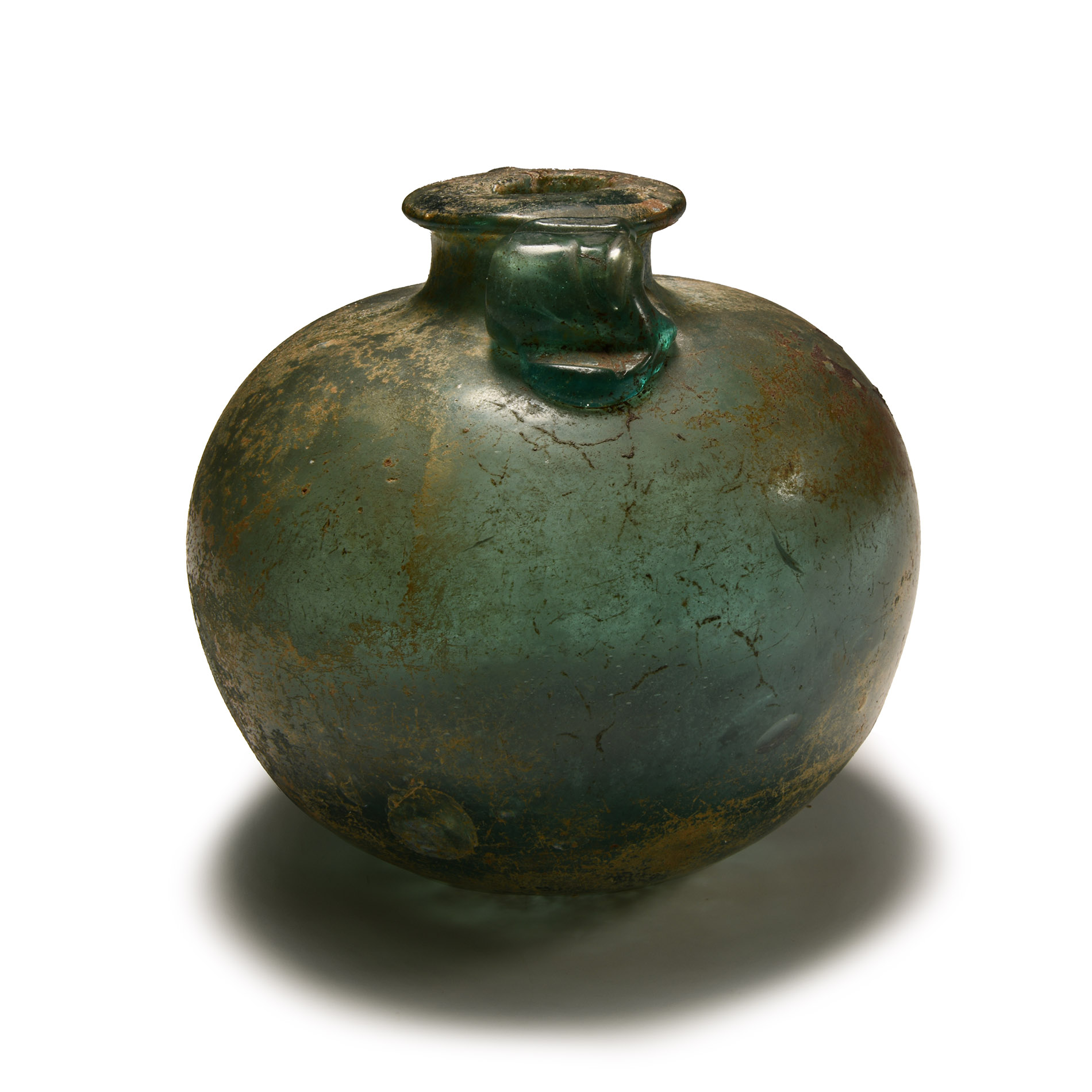 Late Byzantine Green Glass Aryballos
