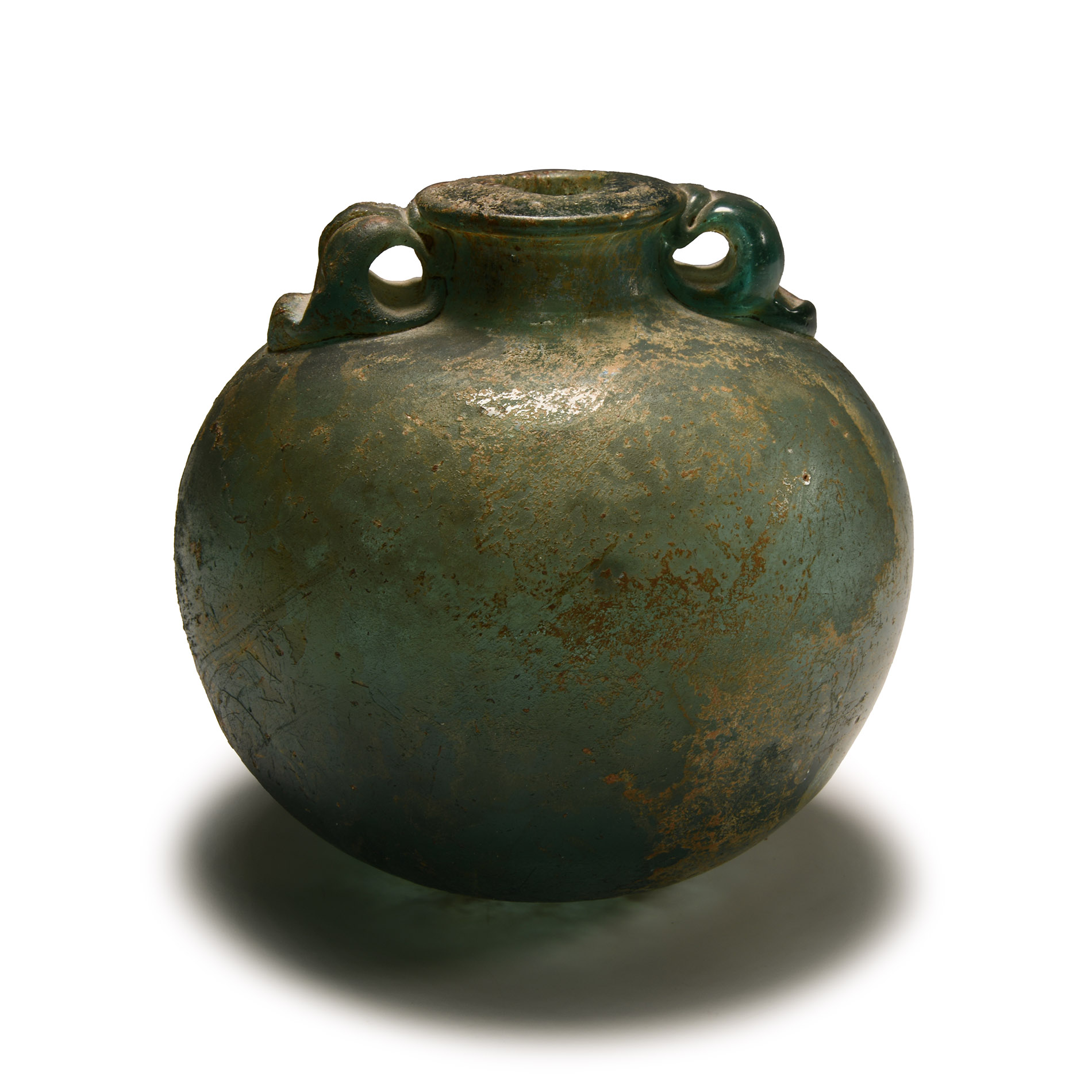 Late Byzantine Green Glass Aryballos
