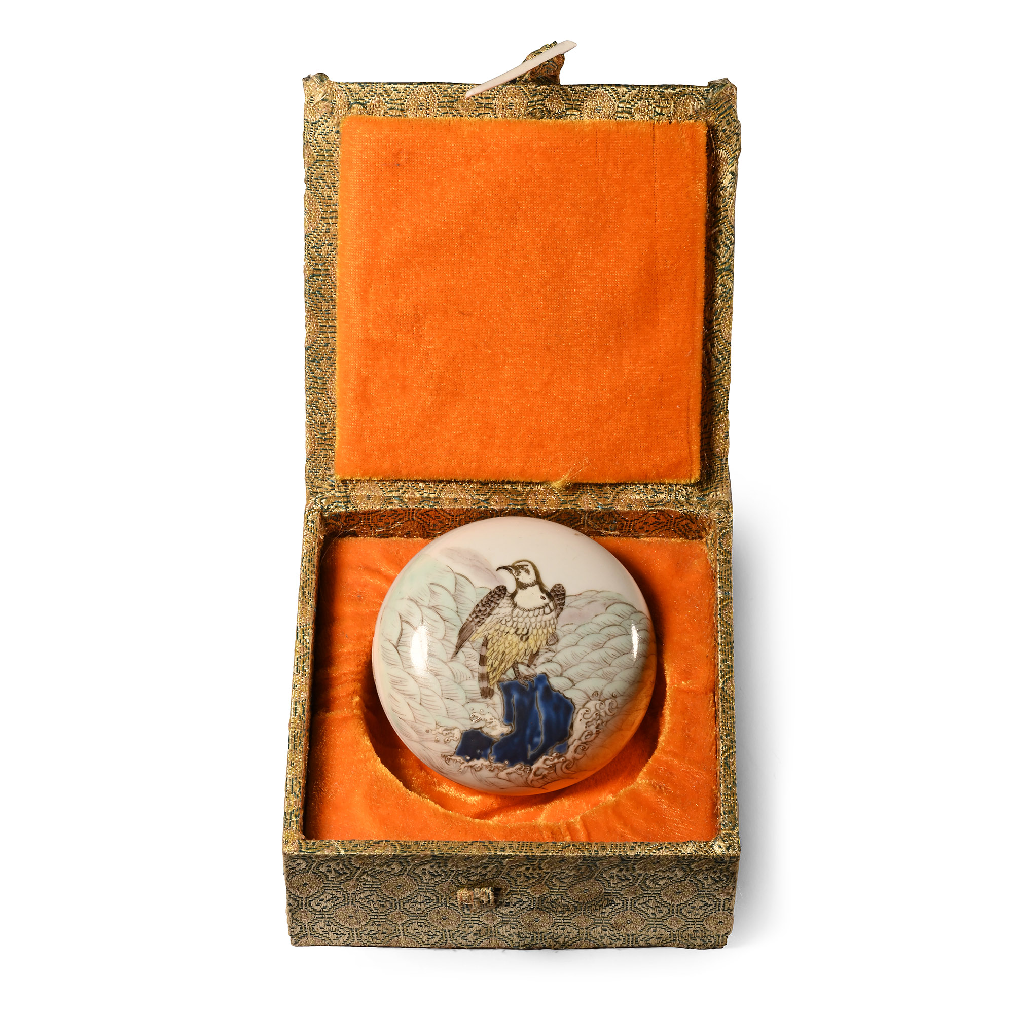 Chinese Porcelain Lidded Box with Bird