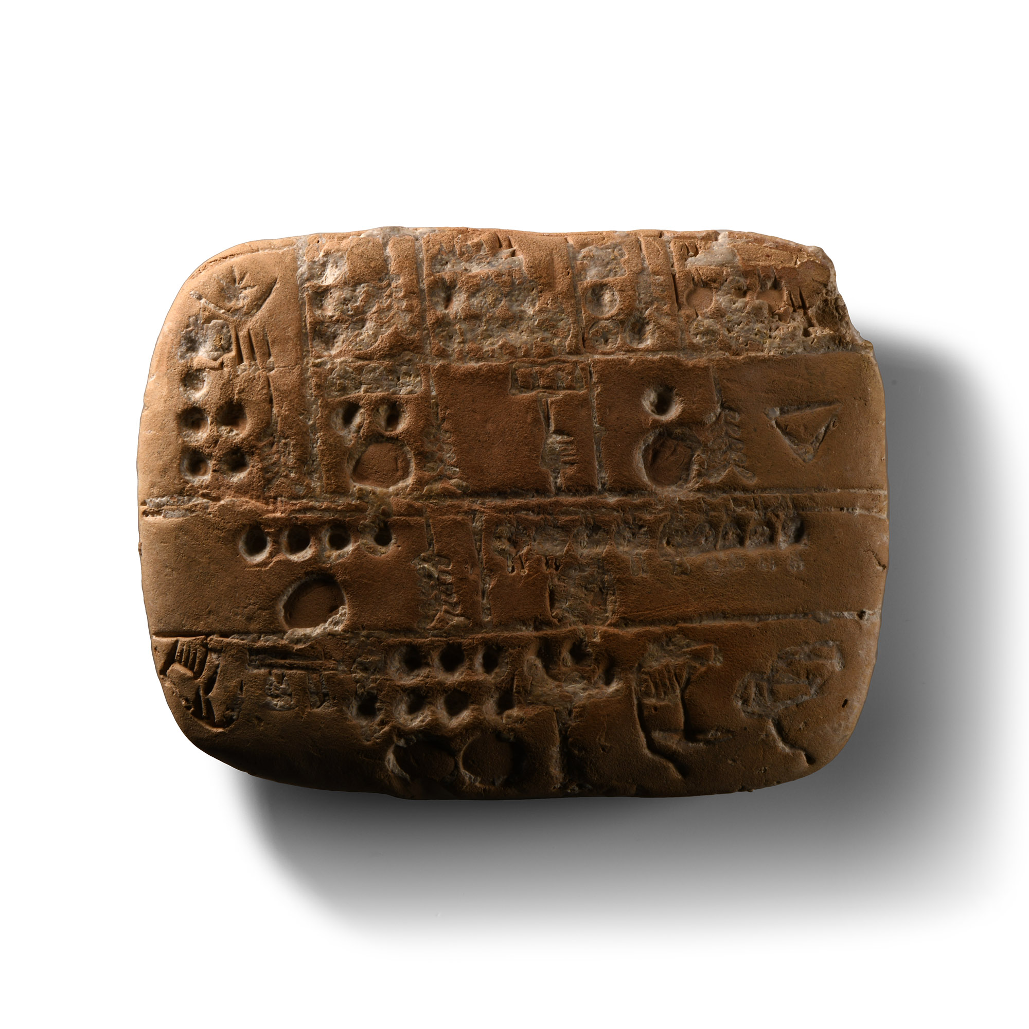 Large Proto-Sumerian Pictographic Tablet for the Account of Grain Delivered to SI.UK and MUSH Settlement