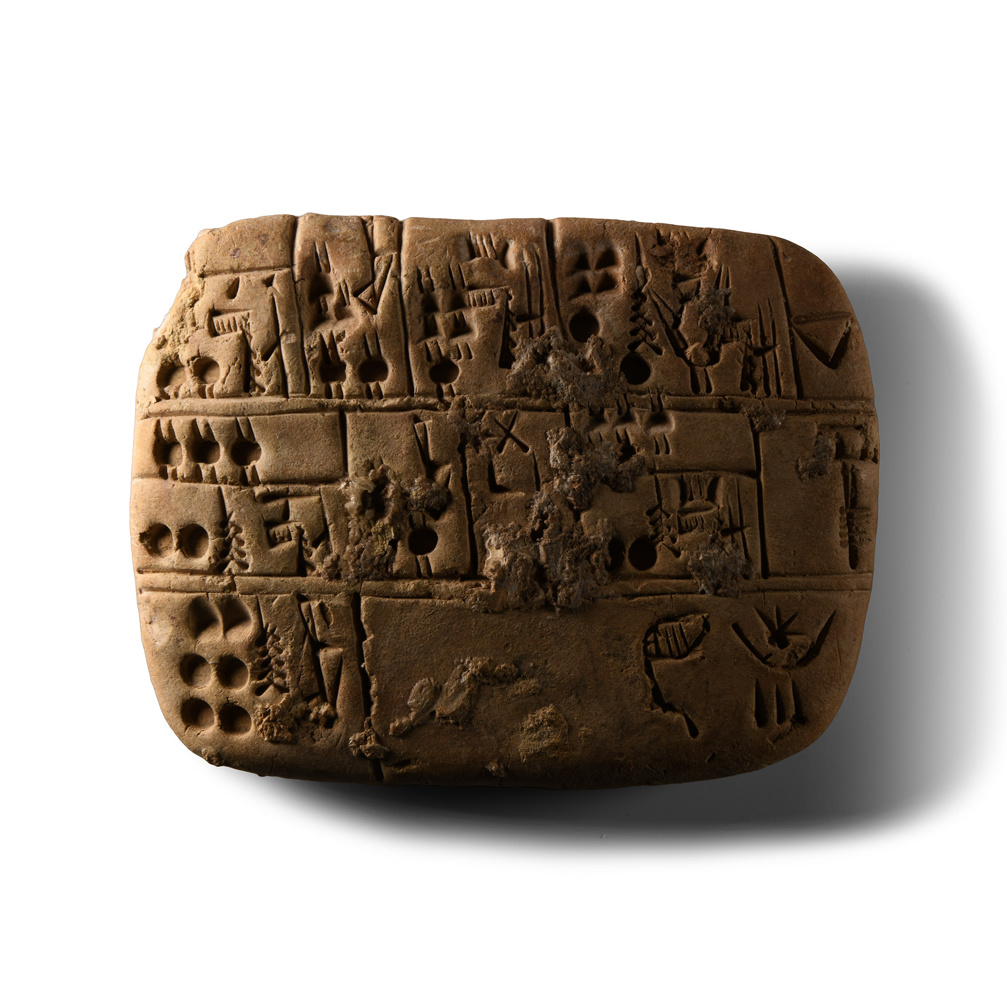 Large Proto-Sumerian Pictographic Tablet for the Account of Grain Delivered to SI.UK and MUSH Settlement