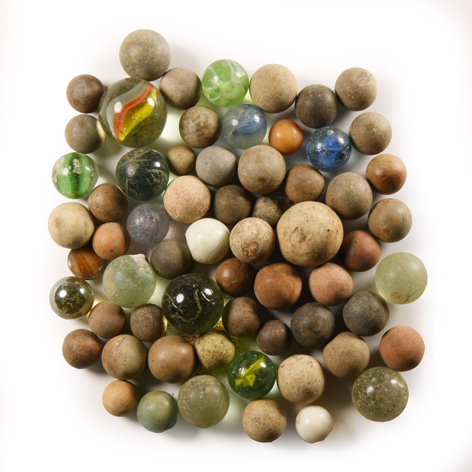 Post Medieval 'Thames' Decorated Ceramic and Glass Marble Collection