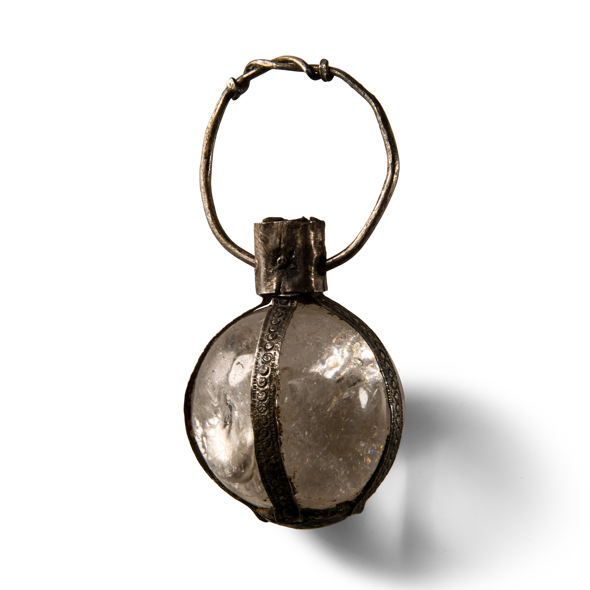 Large Saxon Period Silver Pendant with Rock Crystal Orb