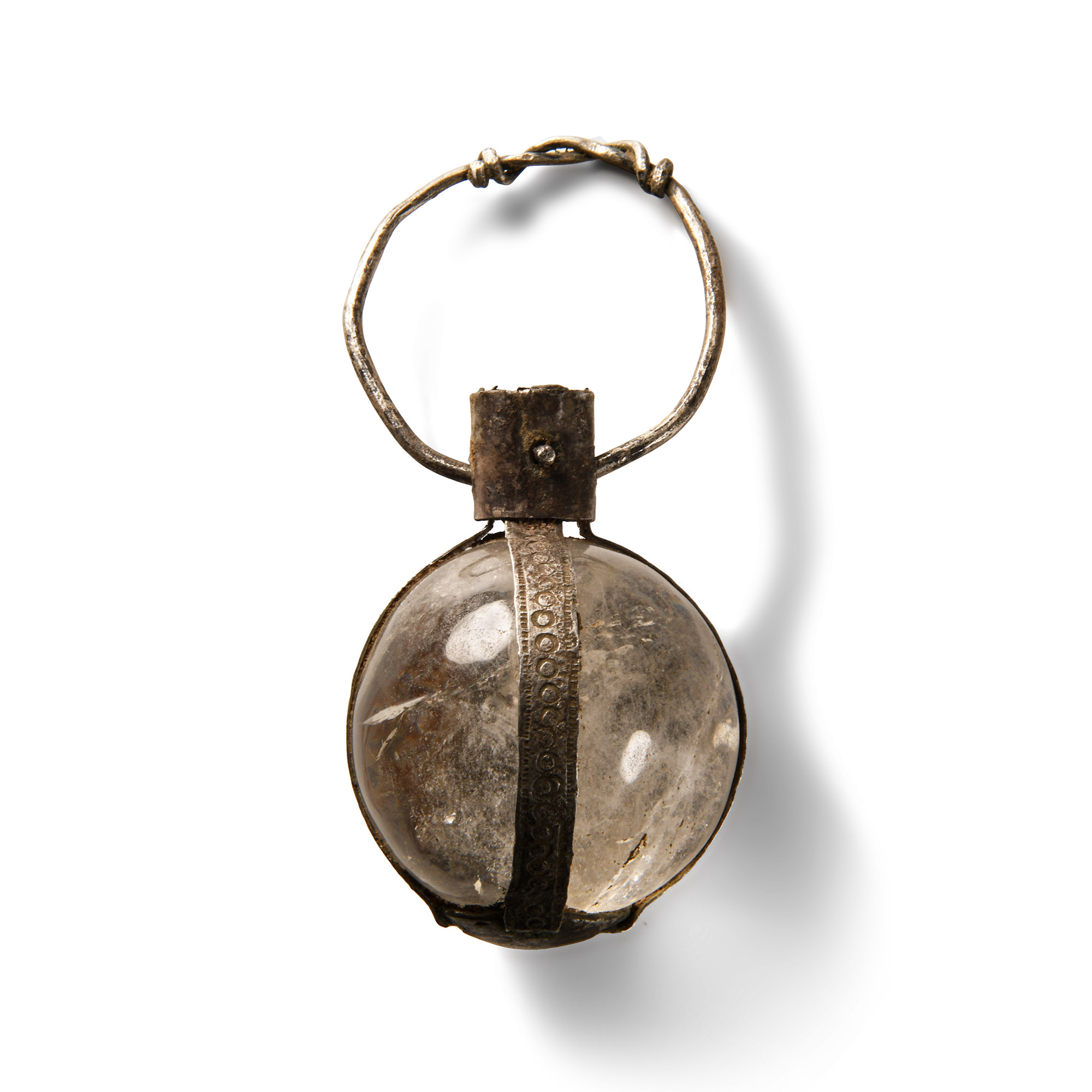 Large Saxon Period Silver Pendant with Rock Crystal Orb