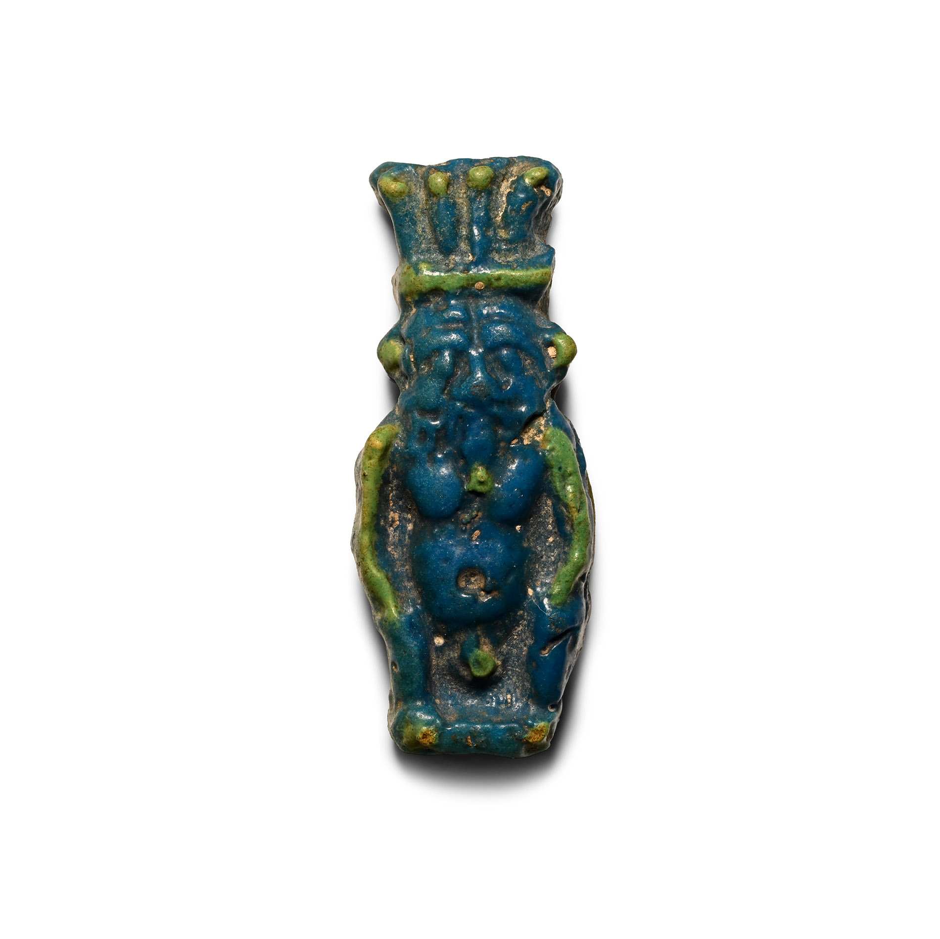 Egyptian Blue-Glazed Amulet of Bes