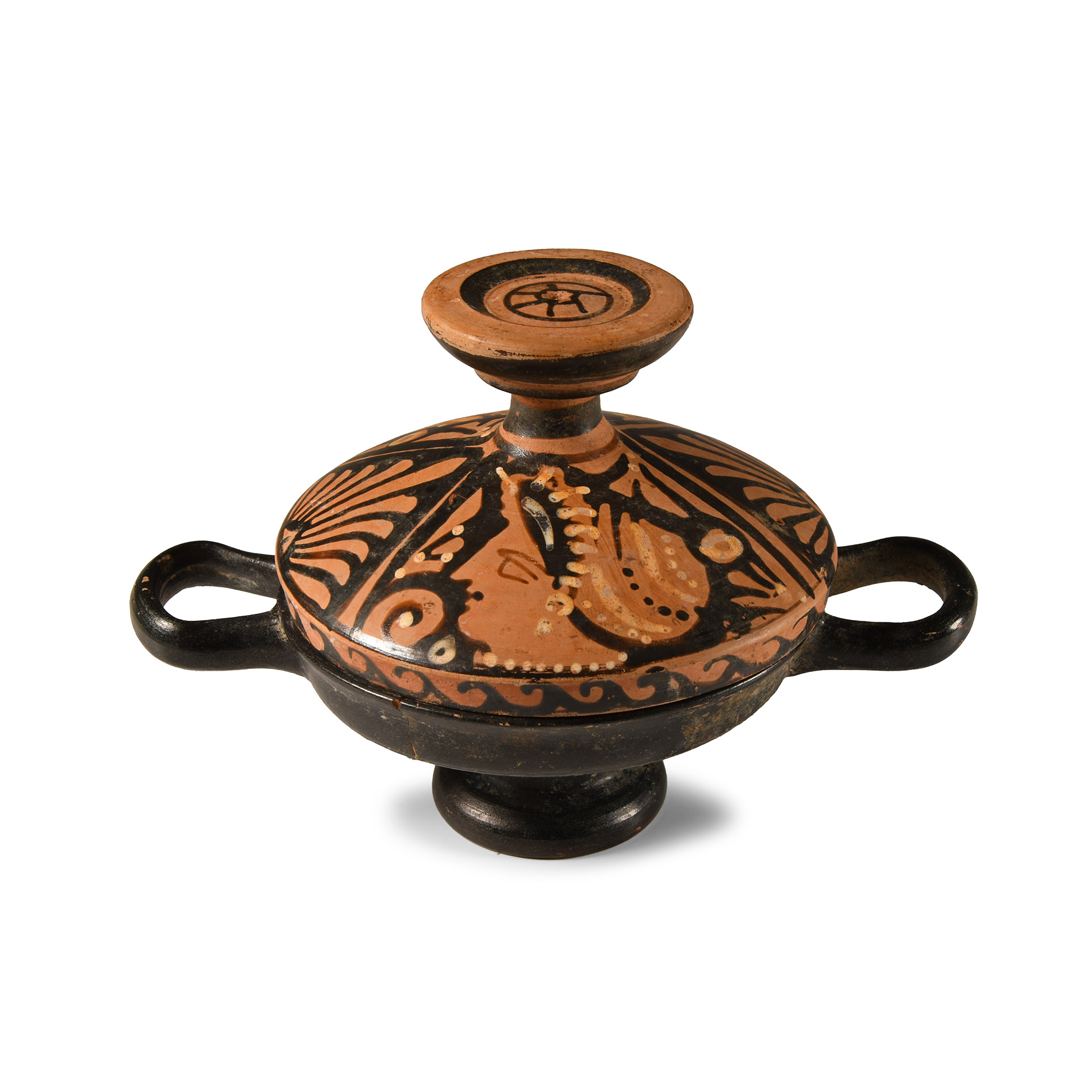Greek Apulian Red-Figure Pottery Lekanis