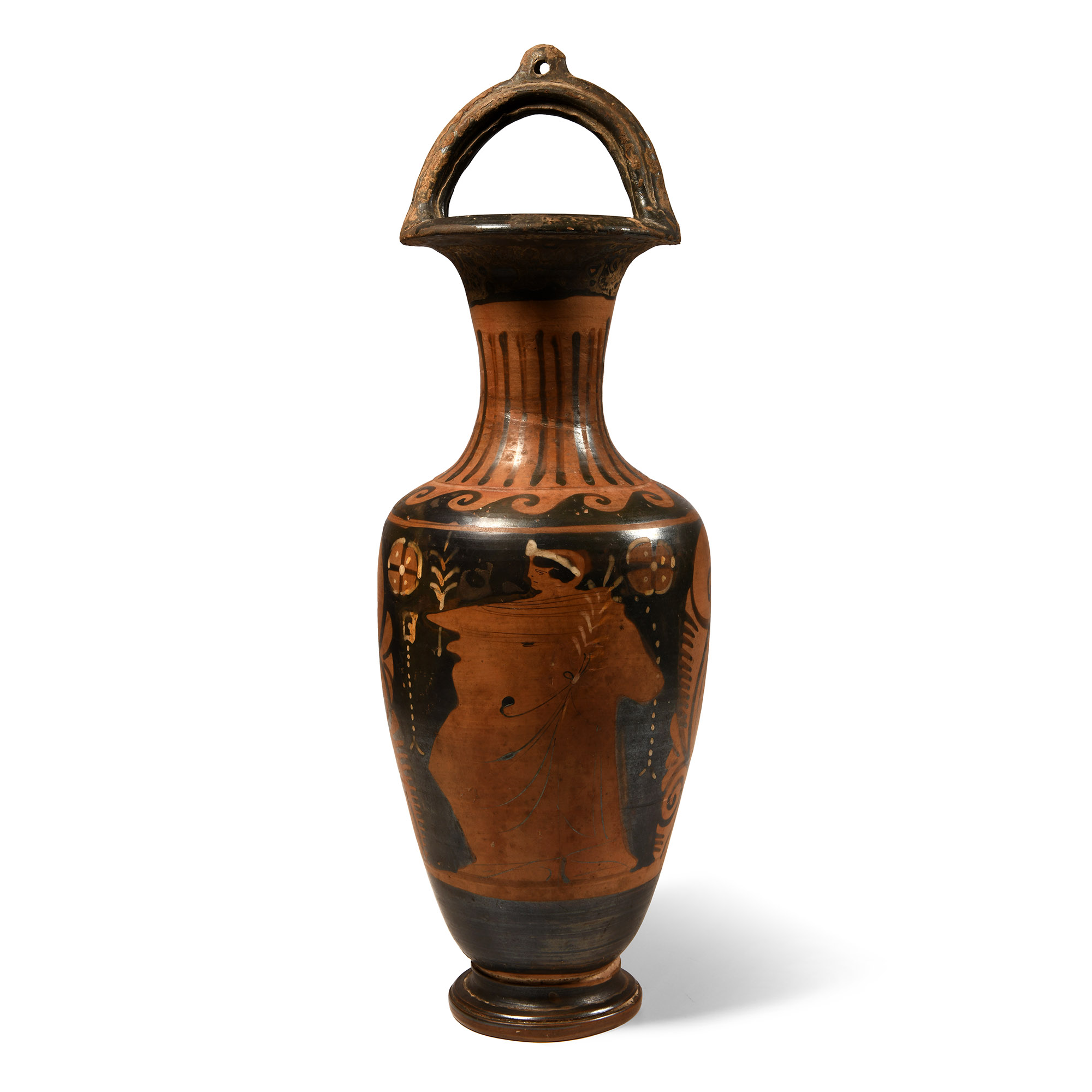 Greek Campanian Red-Figure Bail-Amphora with Male Figures
