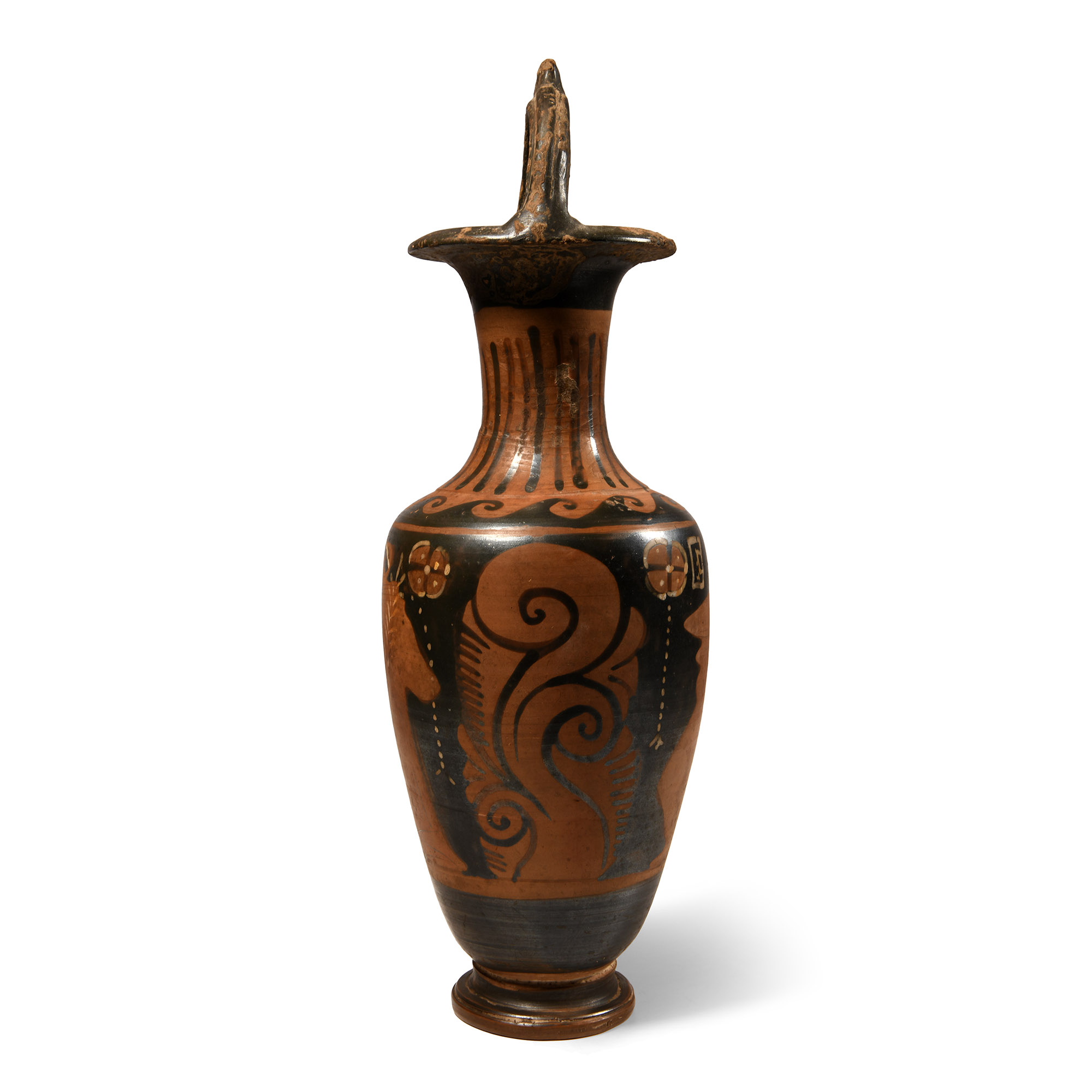 Greek Campanian Red-Figure Bail-Amphora with Male Figures